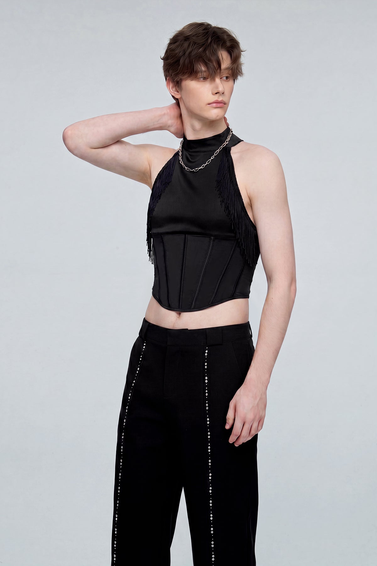 Mid Crop Halterneck Corset Top