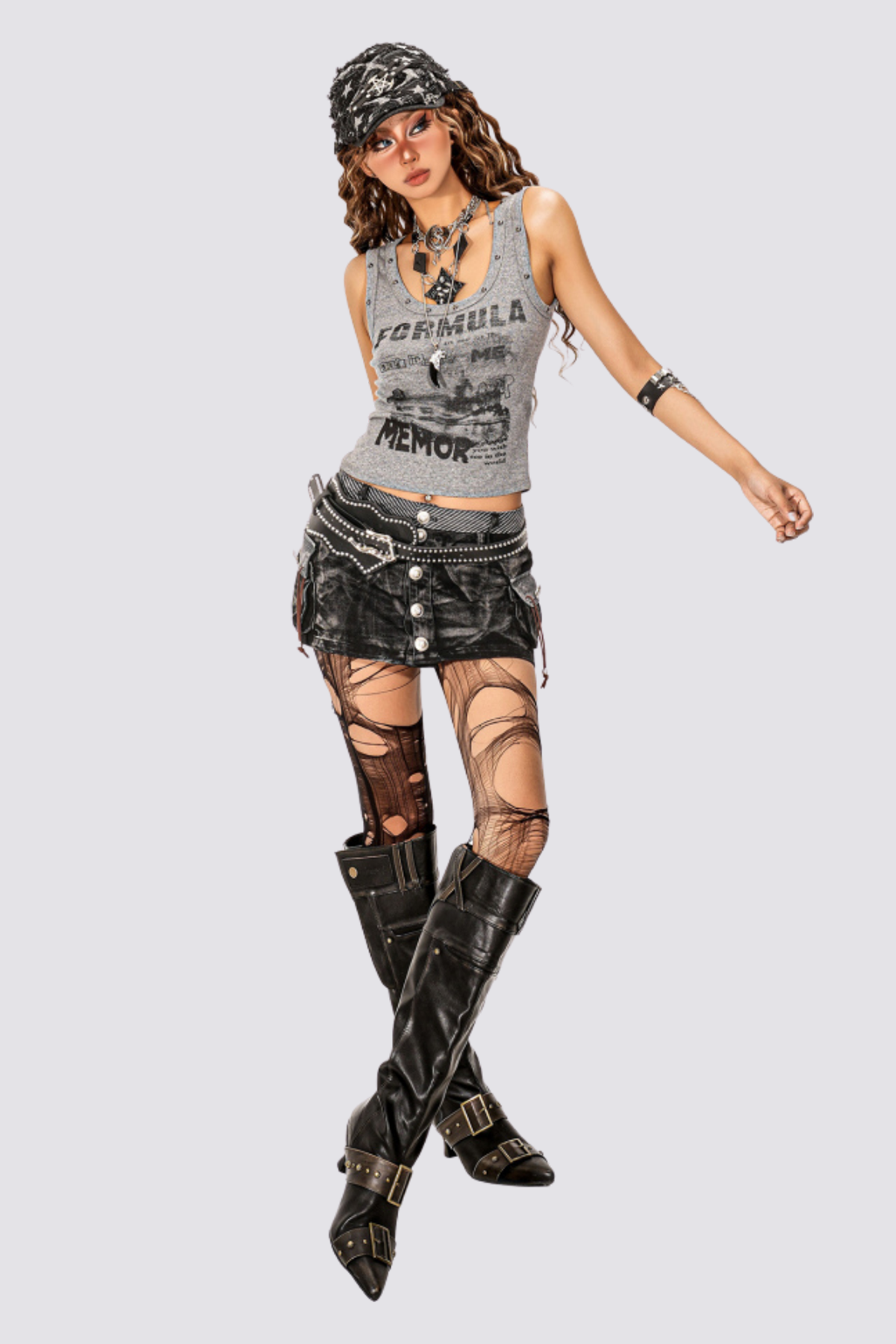 Midnight Crop Print Retro Sleeveless Top