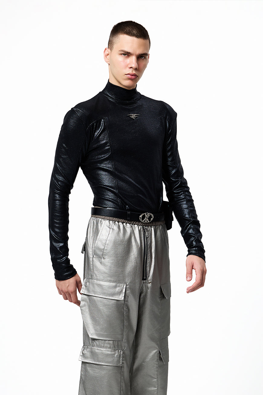 Midnight Edge Long Sleeve Glossy Top