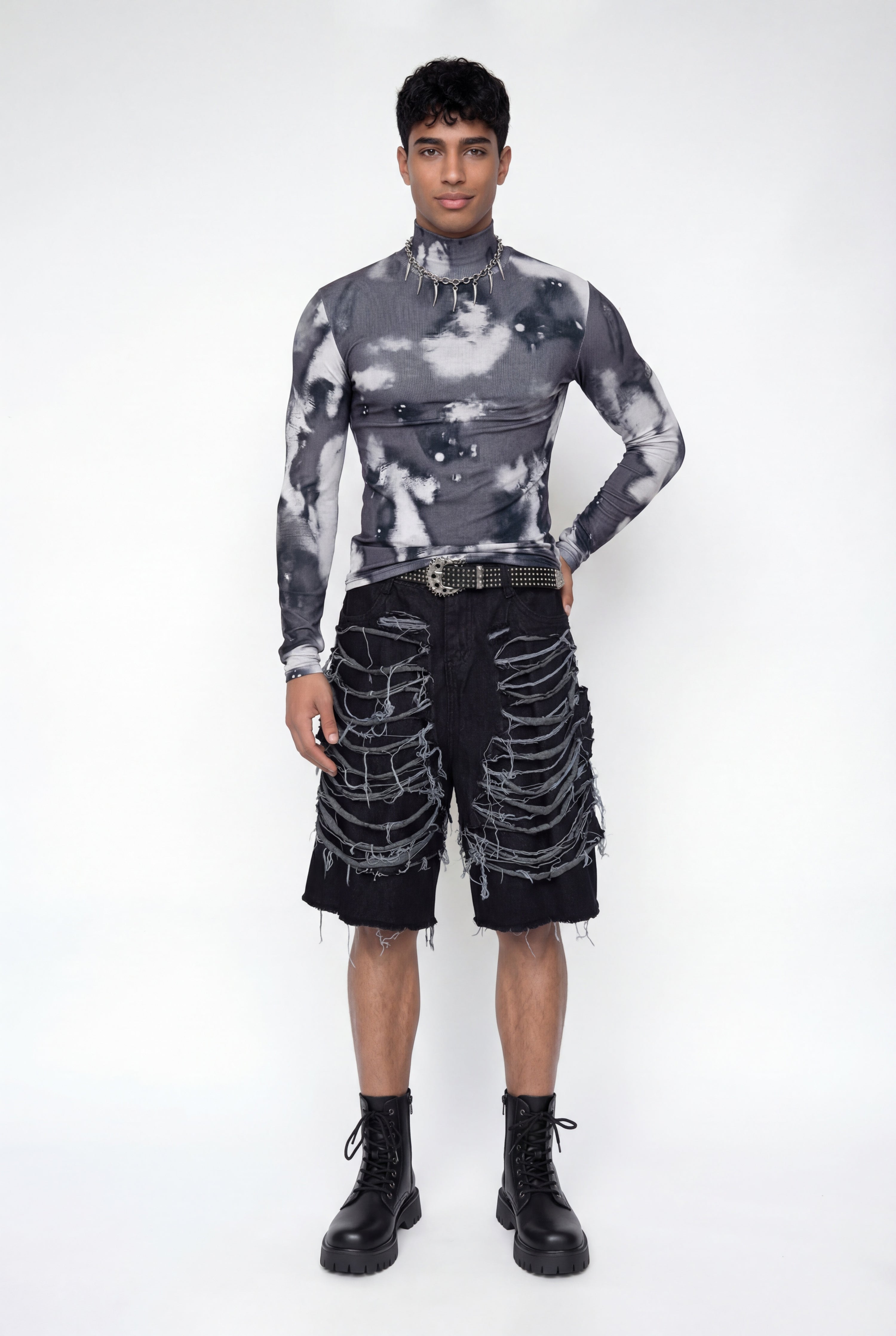 Mild Fold Print Long Sleeve Top