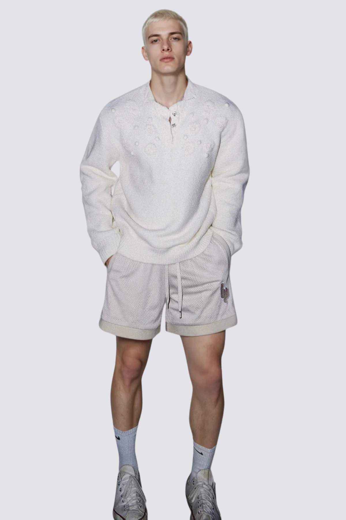 Mild Looping Long Sleeve Floral Top