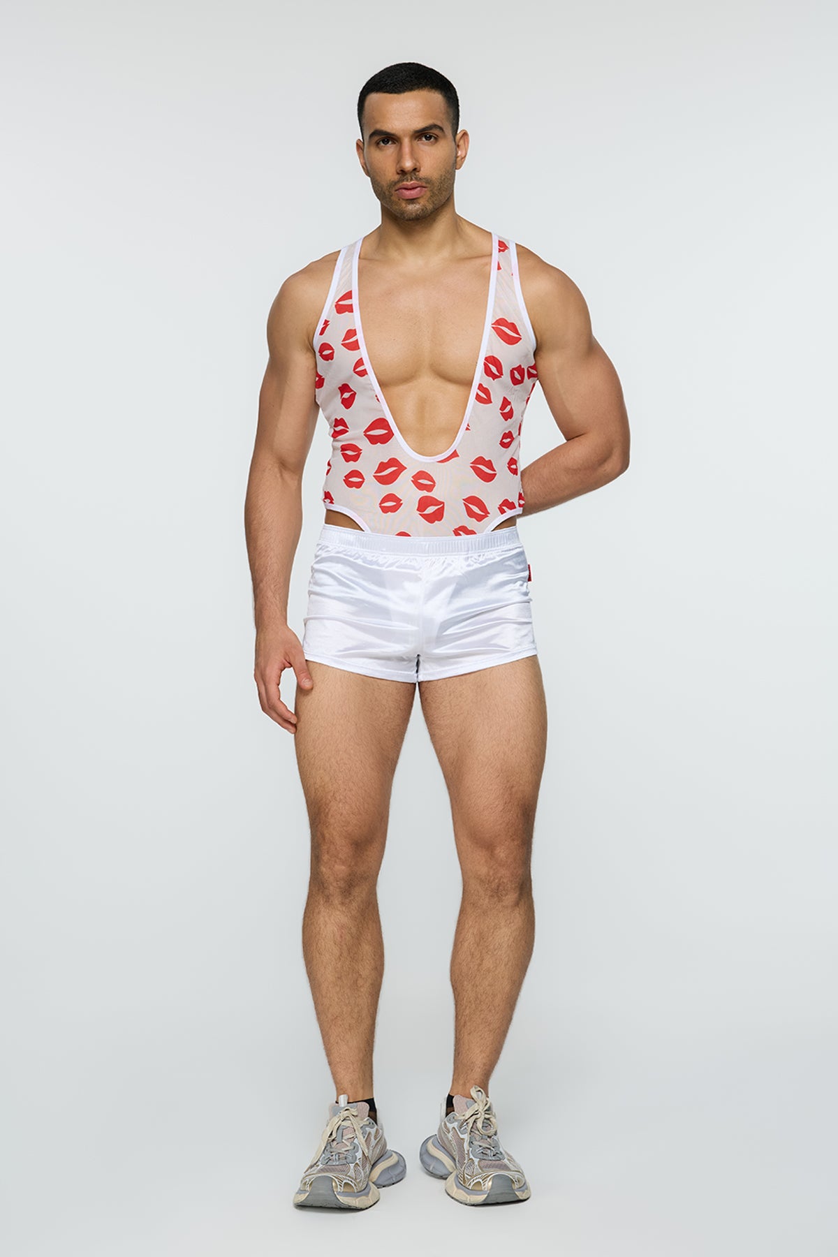 Minimal Sheath Lip Print Bodysuit