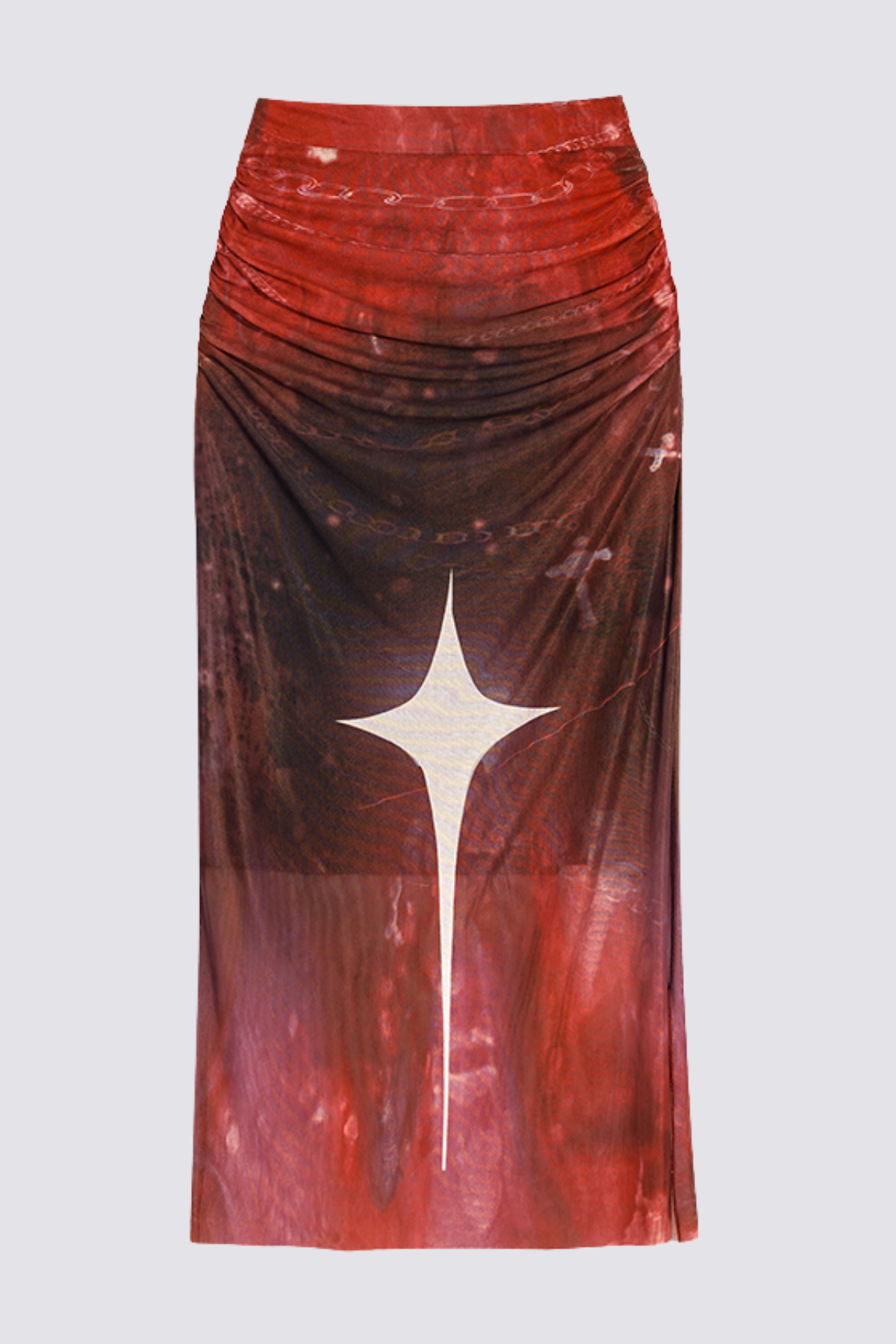 Mixed Bond Star Print Mesh Skirt