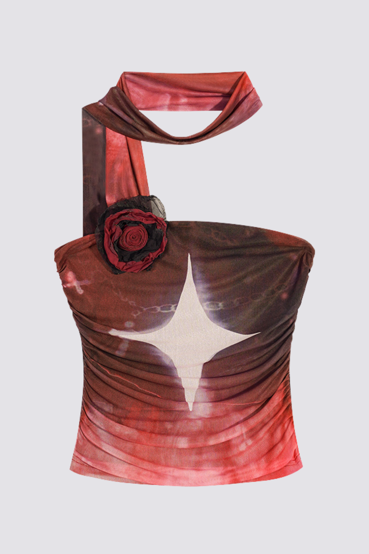 Mixed Bond Star Print Mesh Skirt