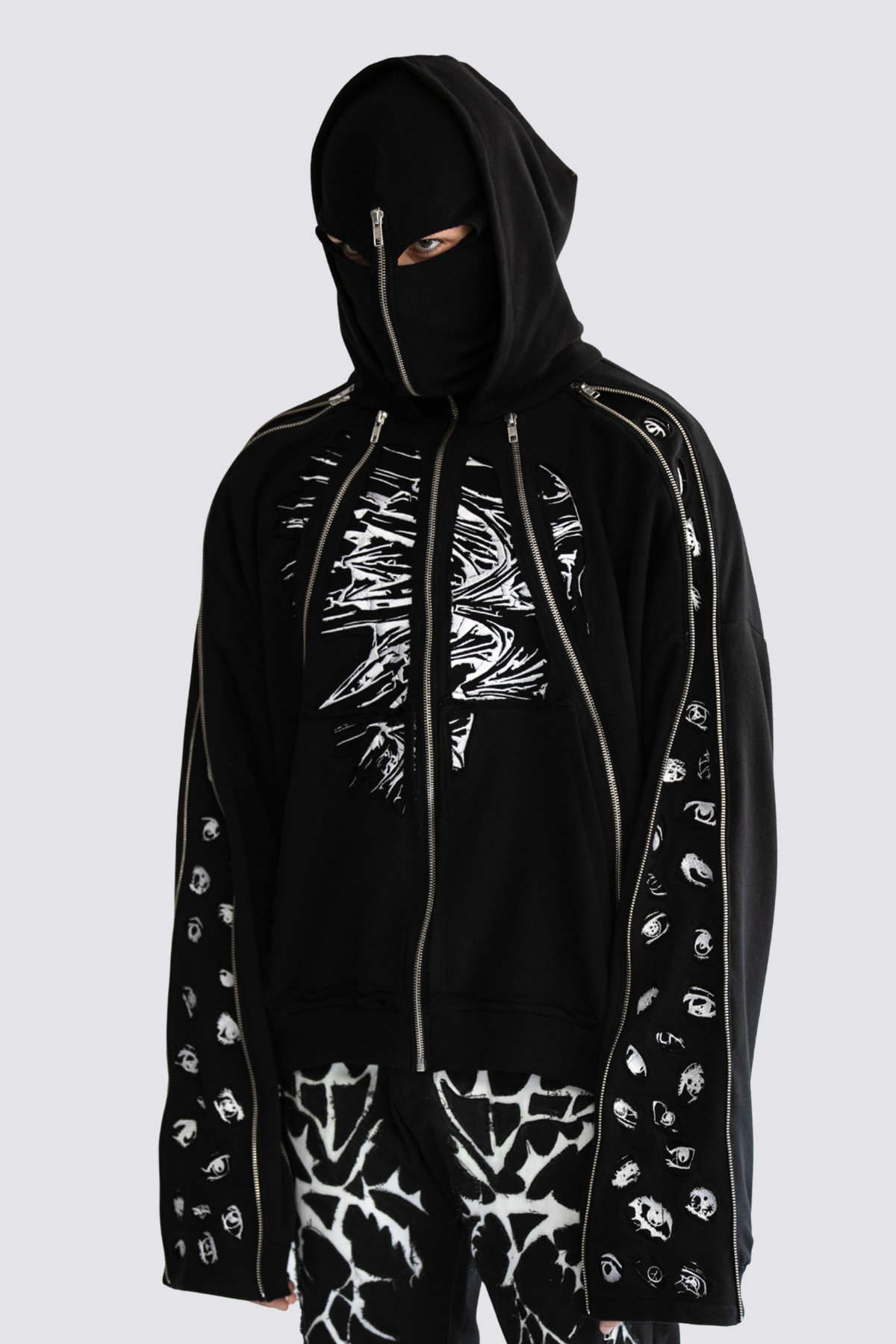 Mono Pulse Zipper Print Hoodie