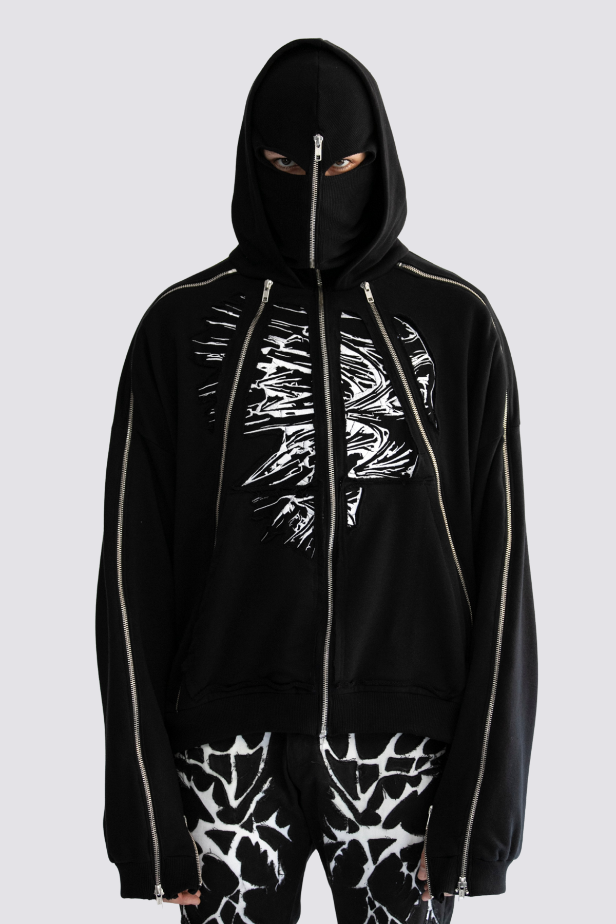 Mono Pulse Zipper Print Hoodie