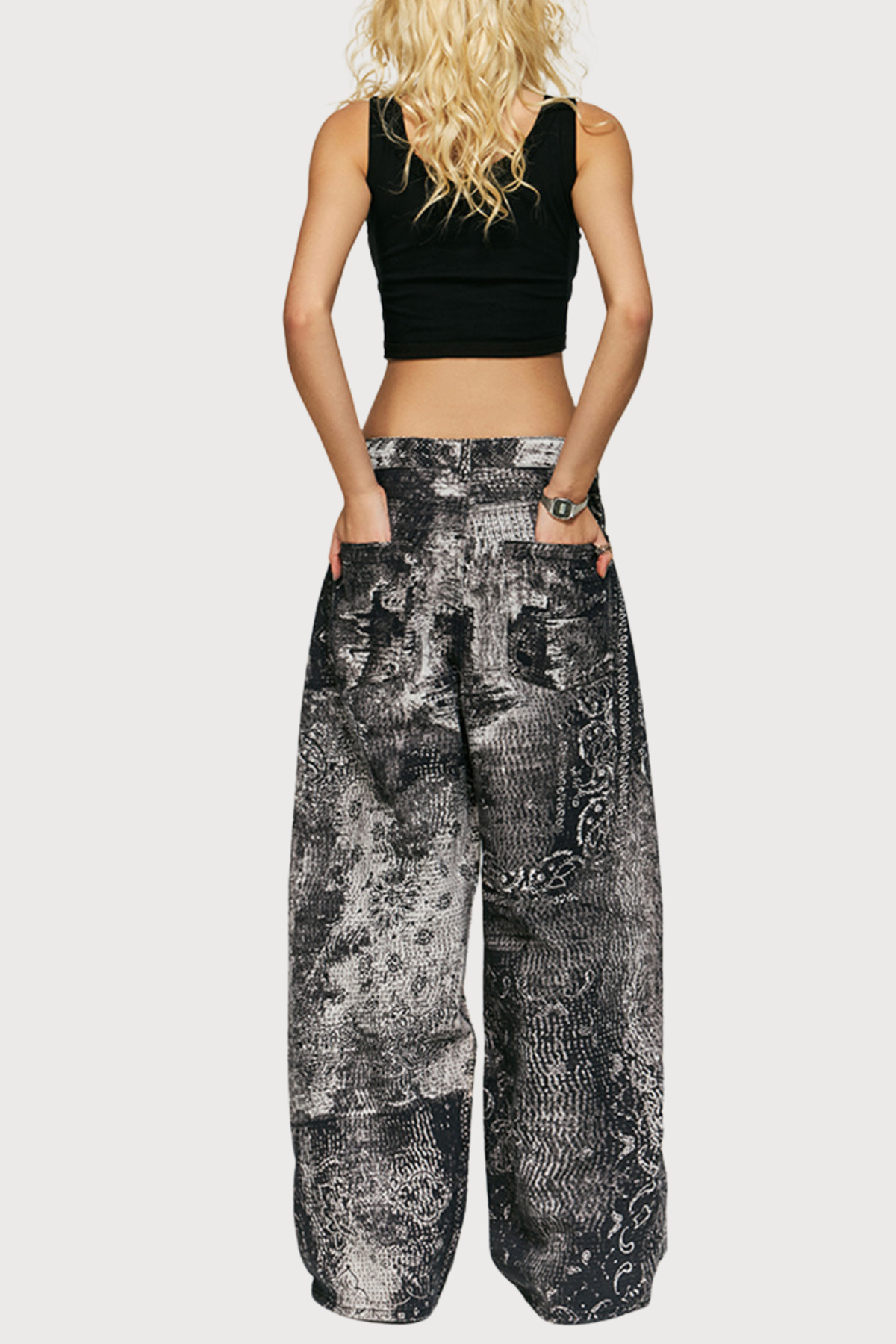 Moonwashed Steel Straight Print Jeans