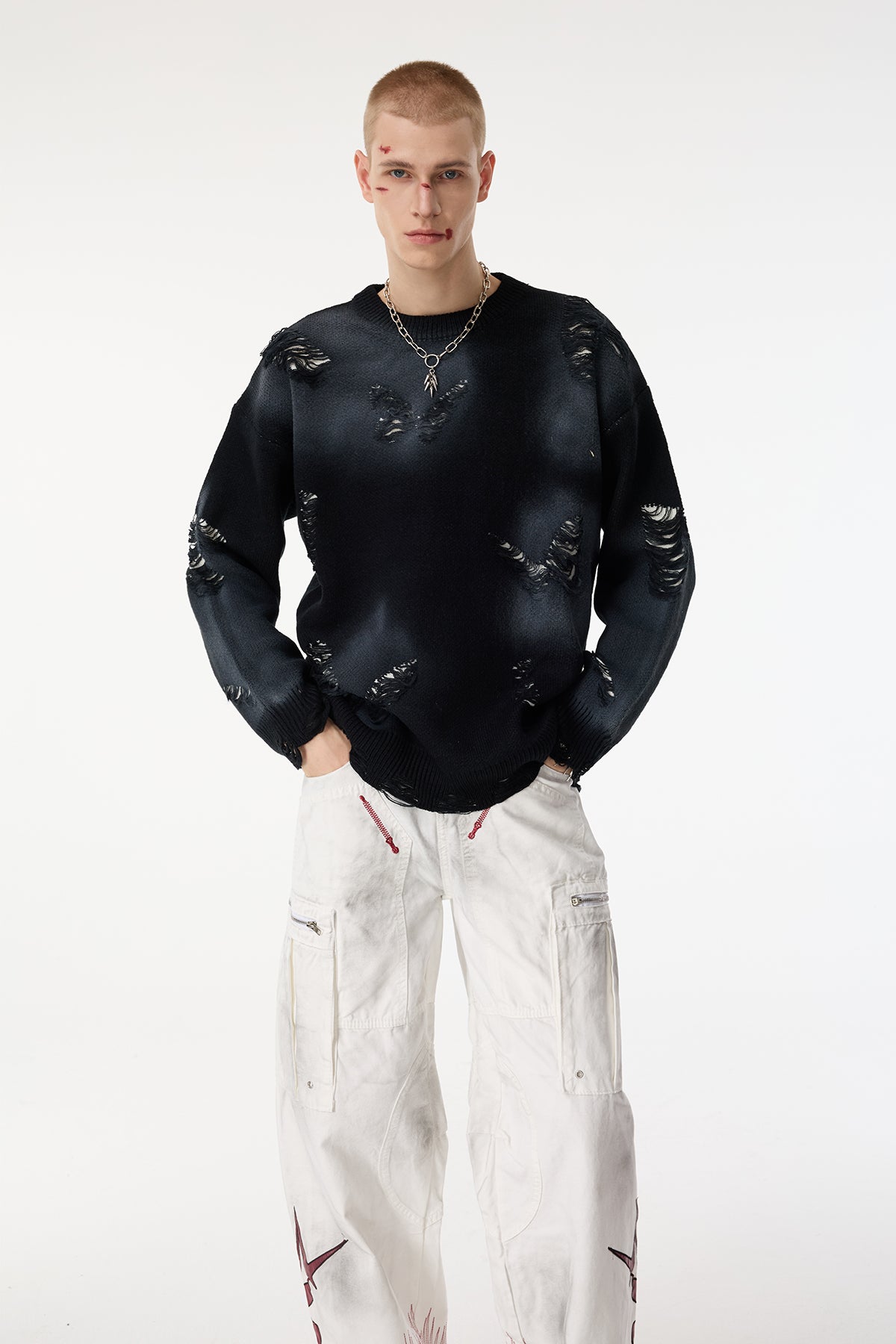 Murk Frame Long Sleeve Butterfly Knit Top