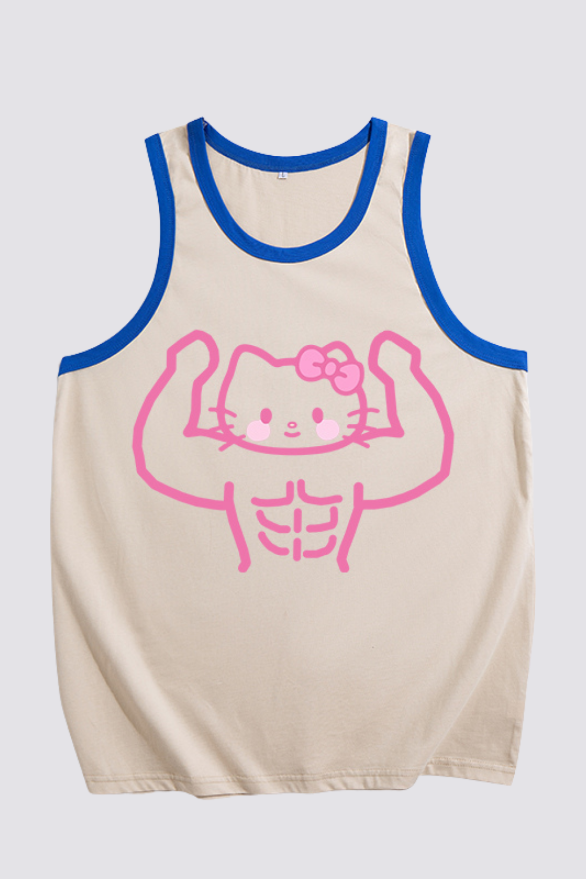 Naked Edge Cat Print Sleeveless Top Apricot