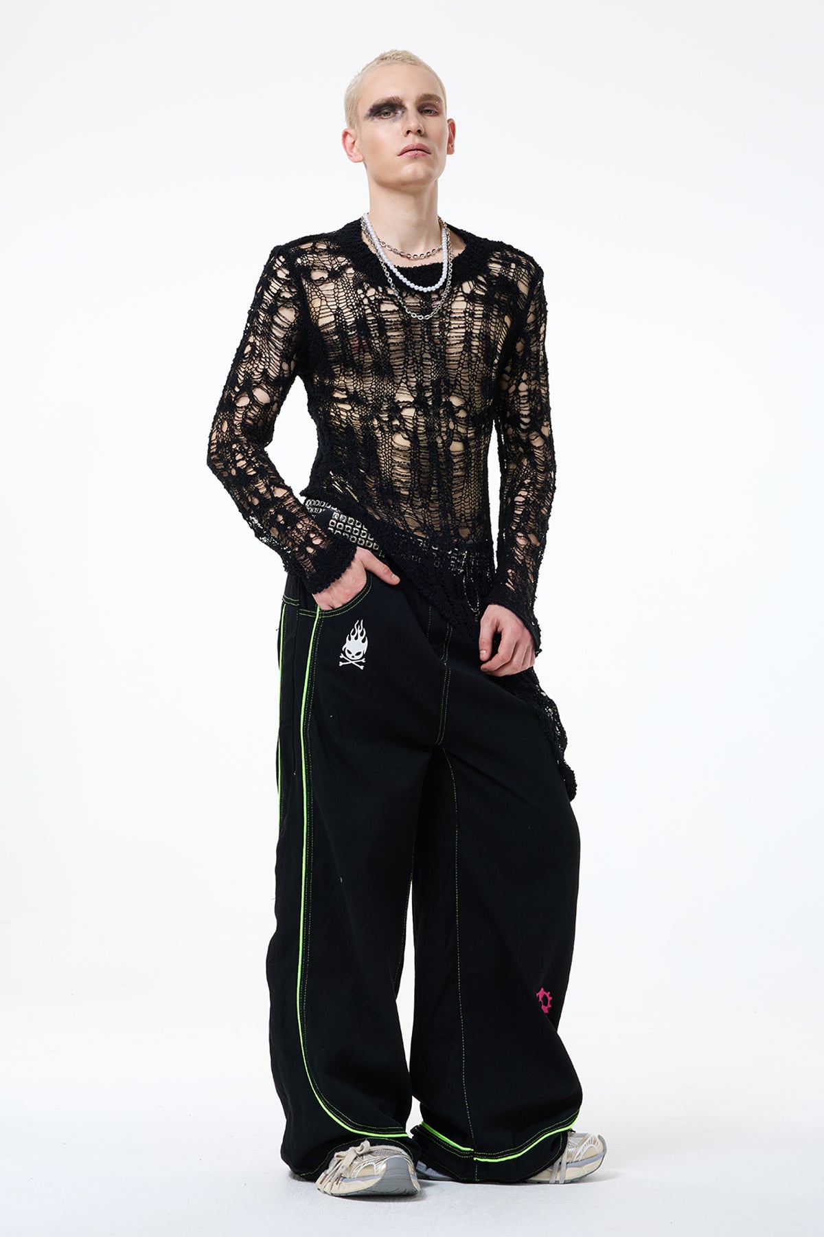 Natural Loop Knit Long Sleeve Asymmetric Top