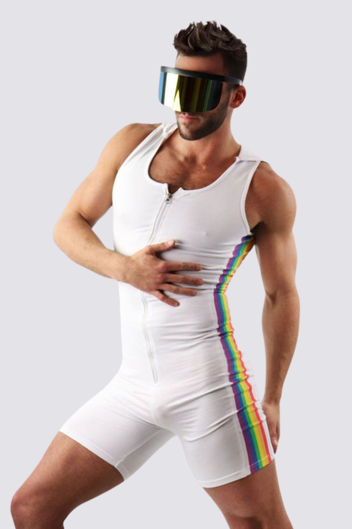 Neon Pulse Sleeveless Hooded Playsuit