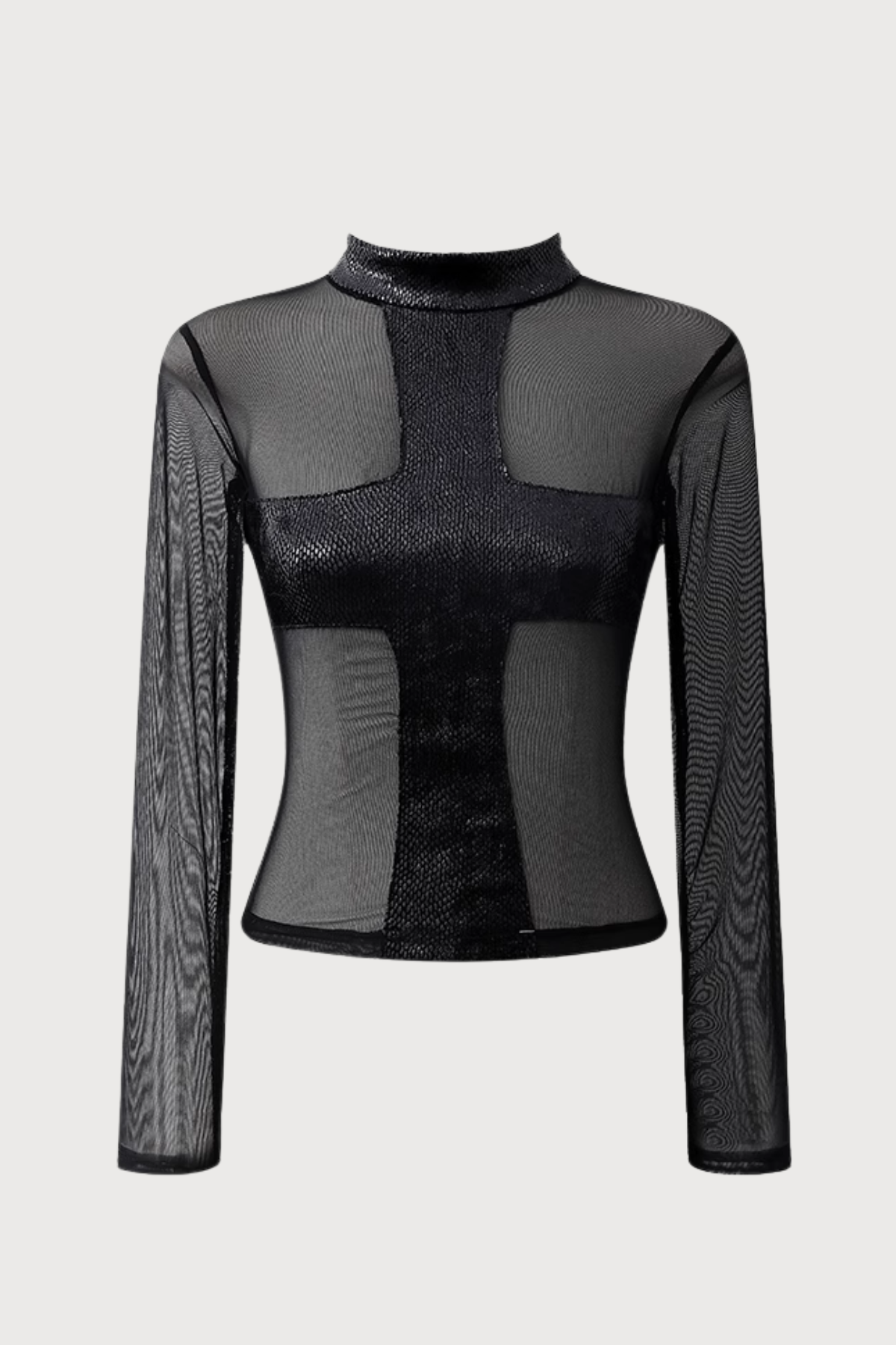 Net Clash Knit Long Sleeve Top