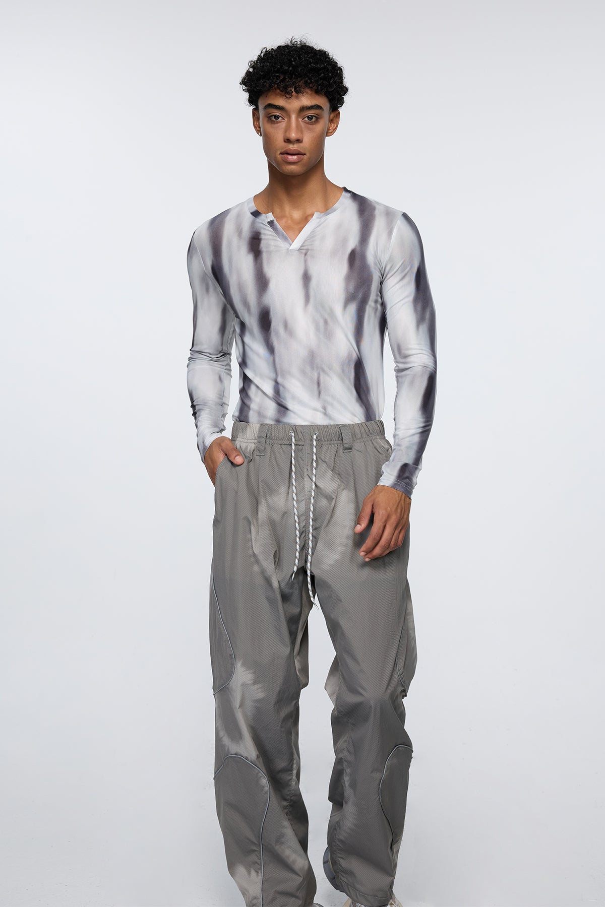 Net Matrix Long Sleeve Mesh Top