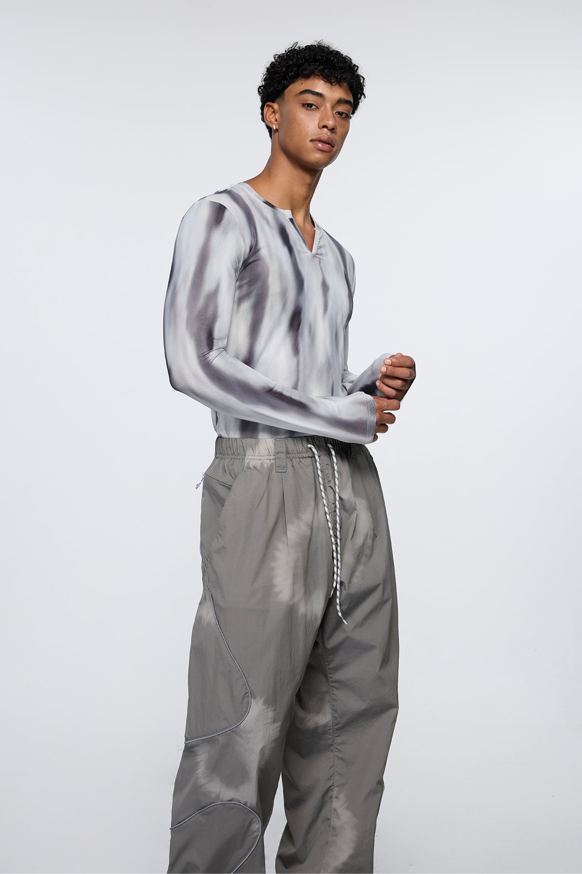 Net Matrix Long Sleeve Mesh Top