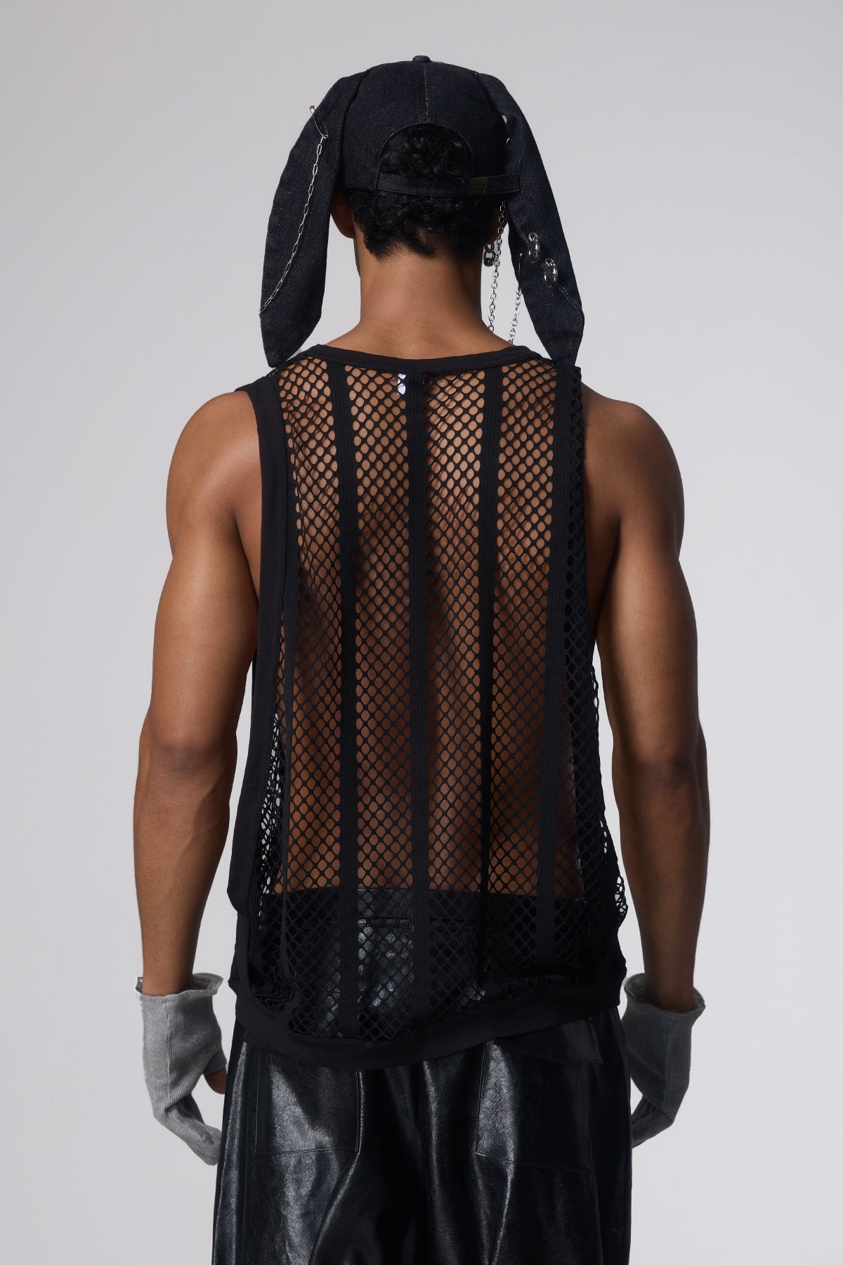 Net Motion Cutout Fishnet Top Black