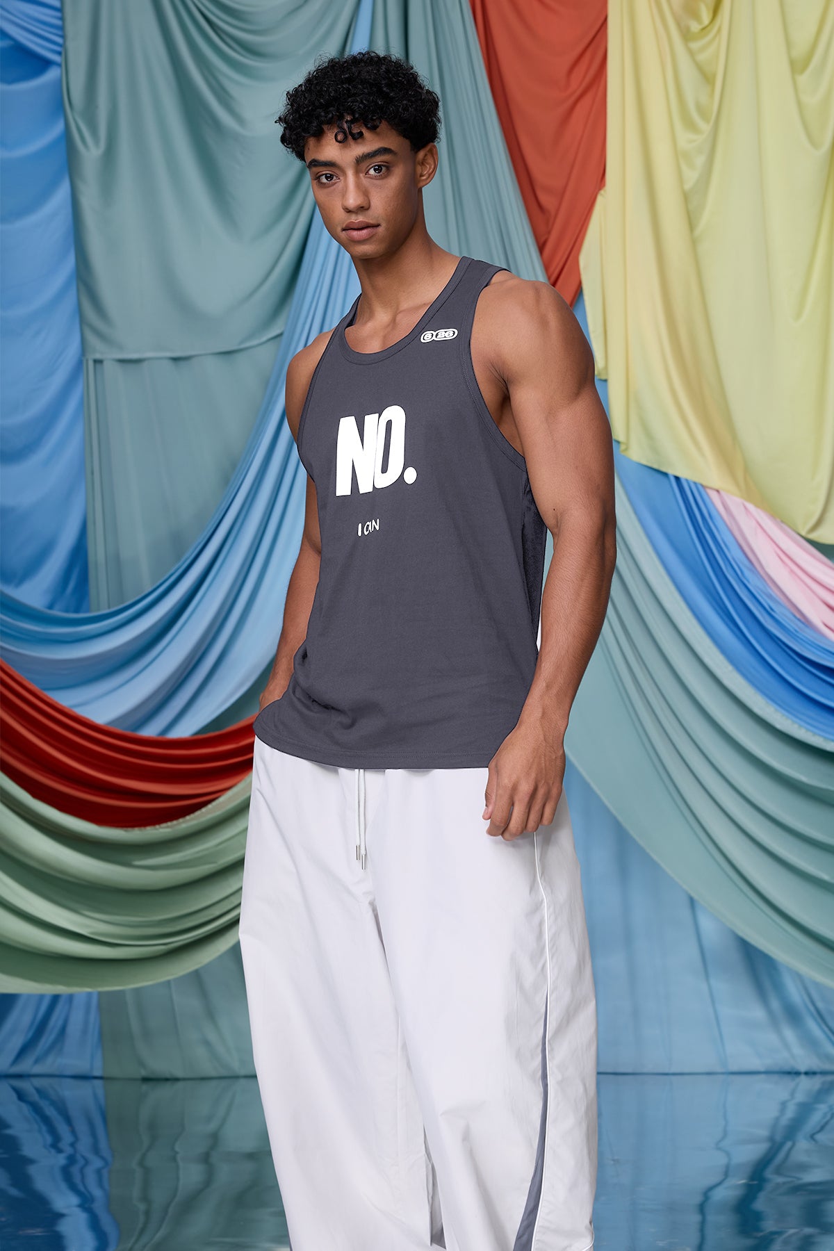 Neutral Depth Print Tank Top Grey