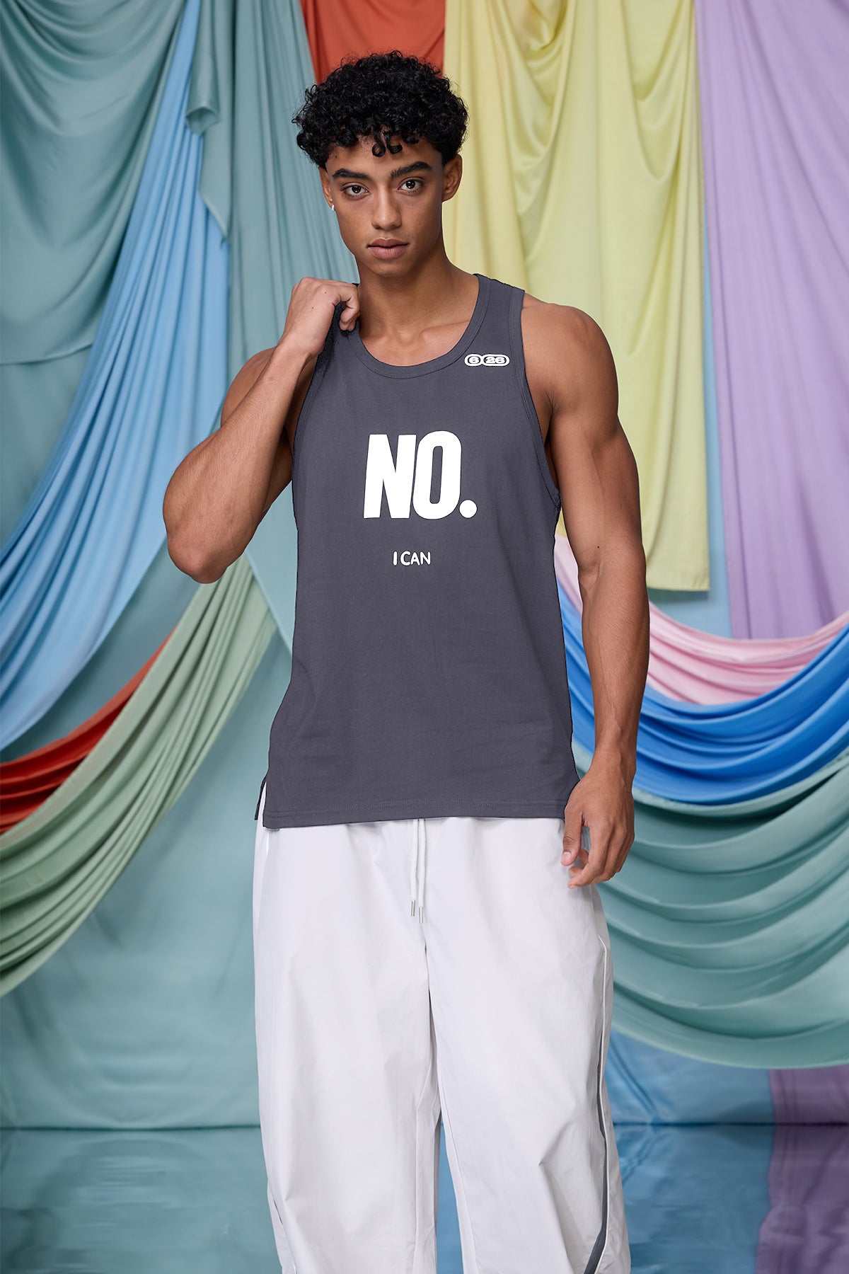 Neutral Depth Print Tank Top Grey