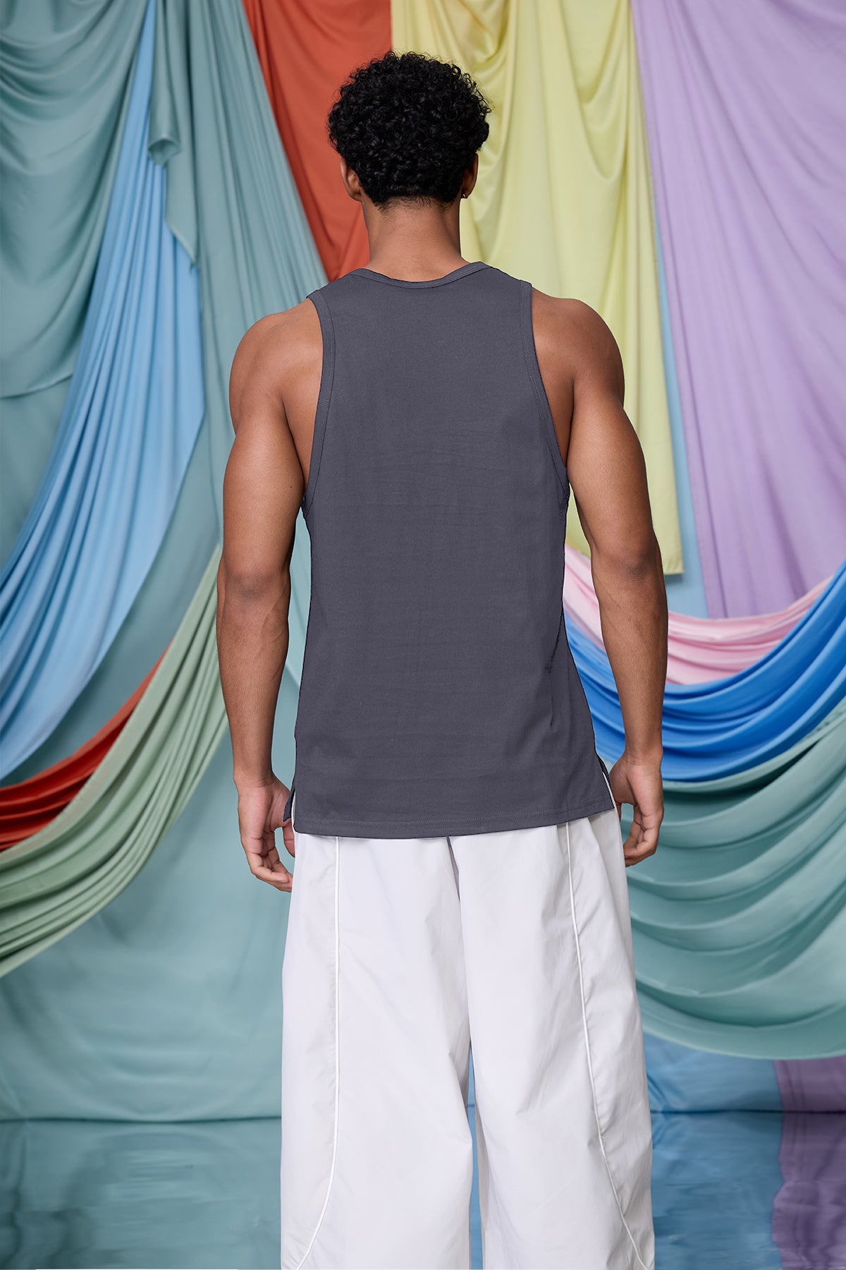 Neutral Depth Print Tank Top Grey