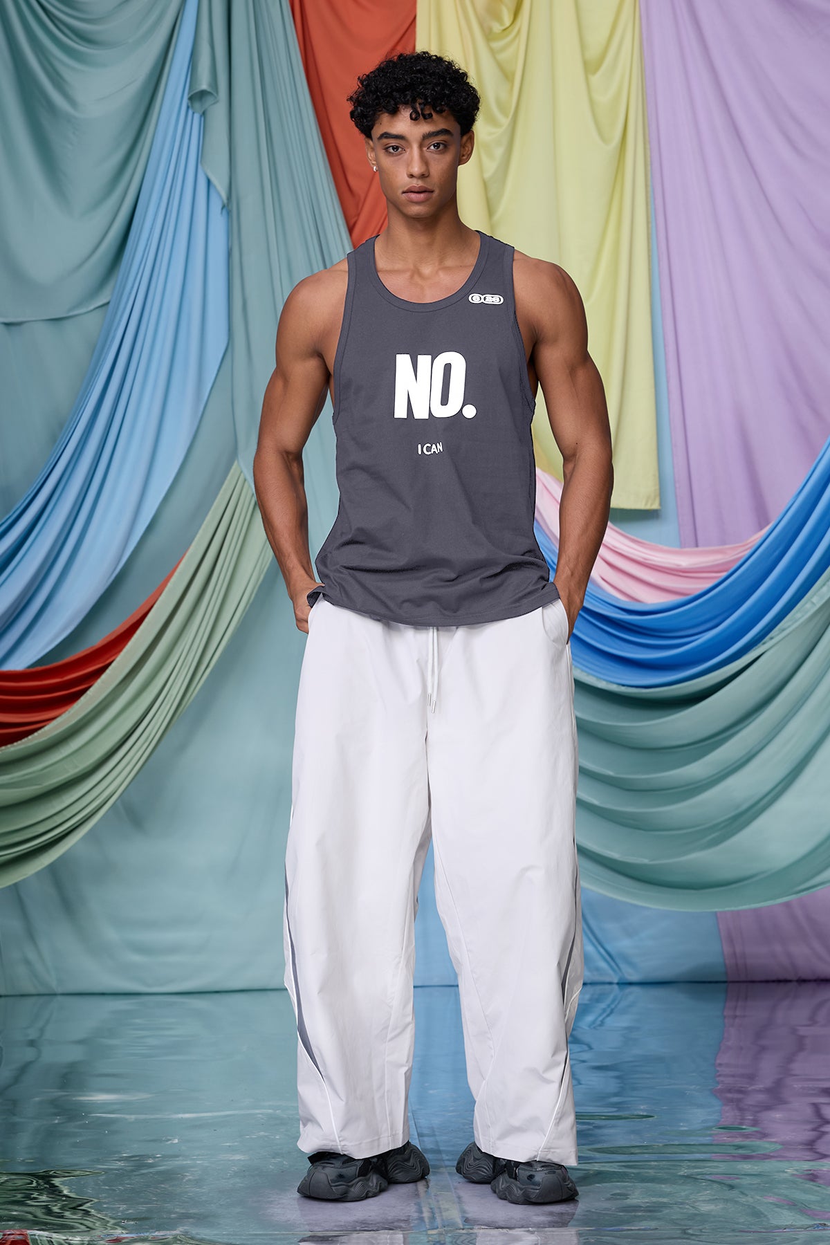 Neutral Depth Print Tank Top Grey