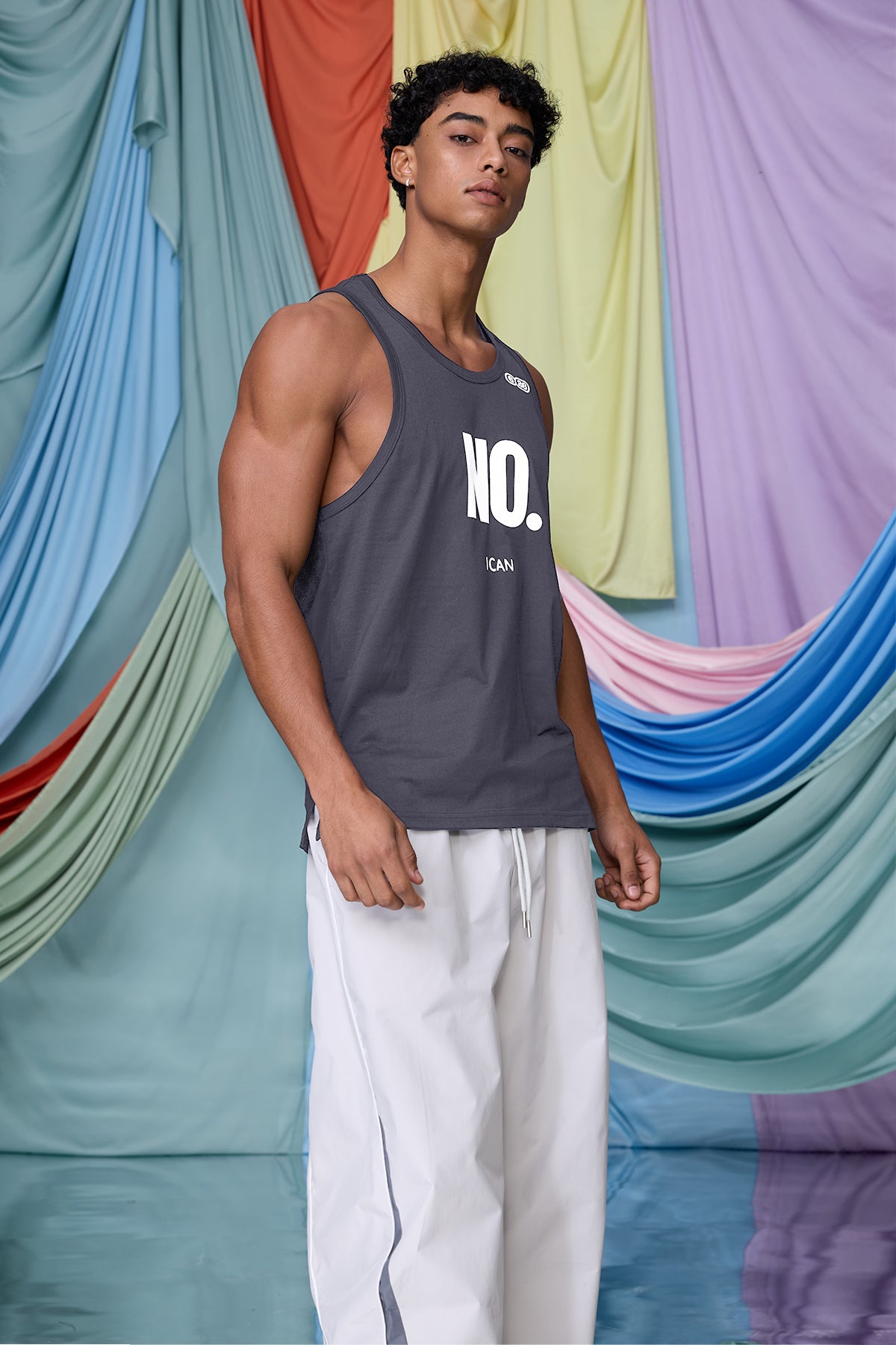 Neutral Depth Print Tank Top Grey
