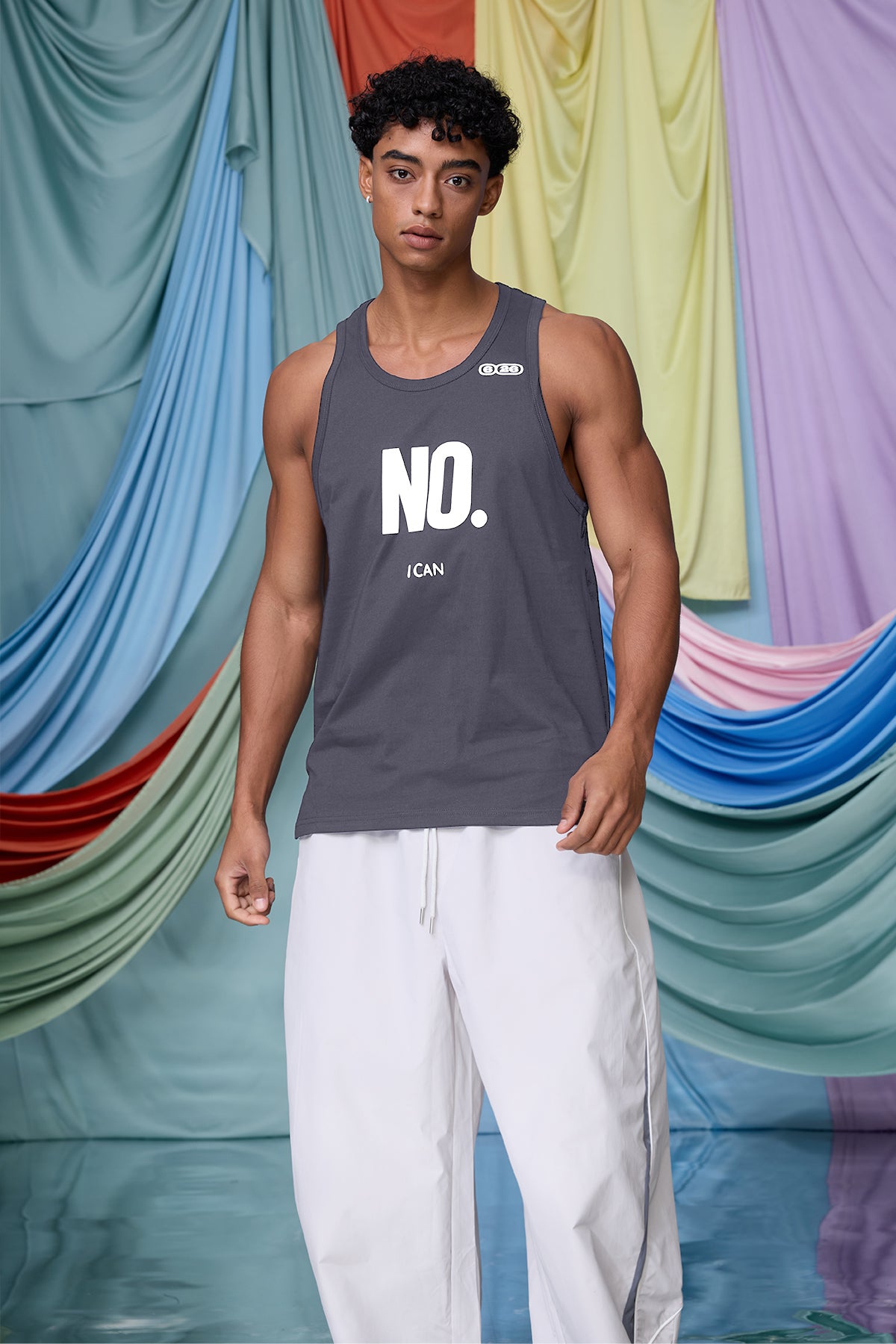 Neutral Depth Print Tank Top Grey