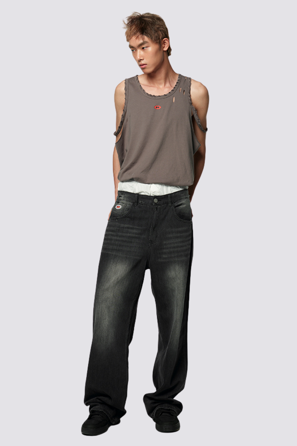 Neutral Flow Print Sleeveless Top