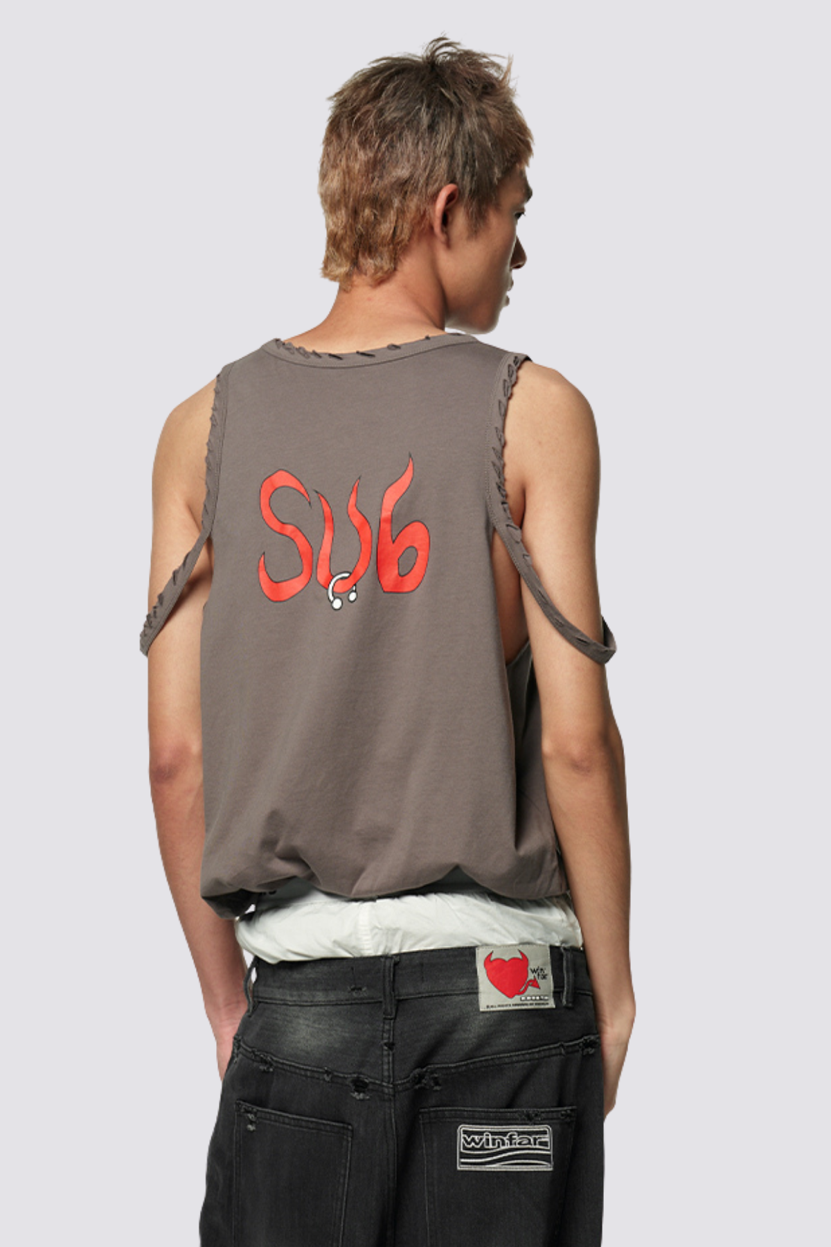 Neutral Flow Print Sleeveless Top