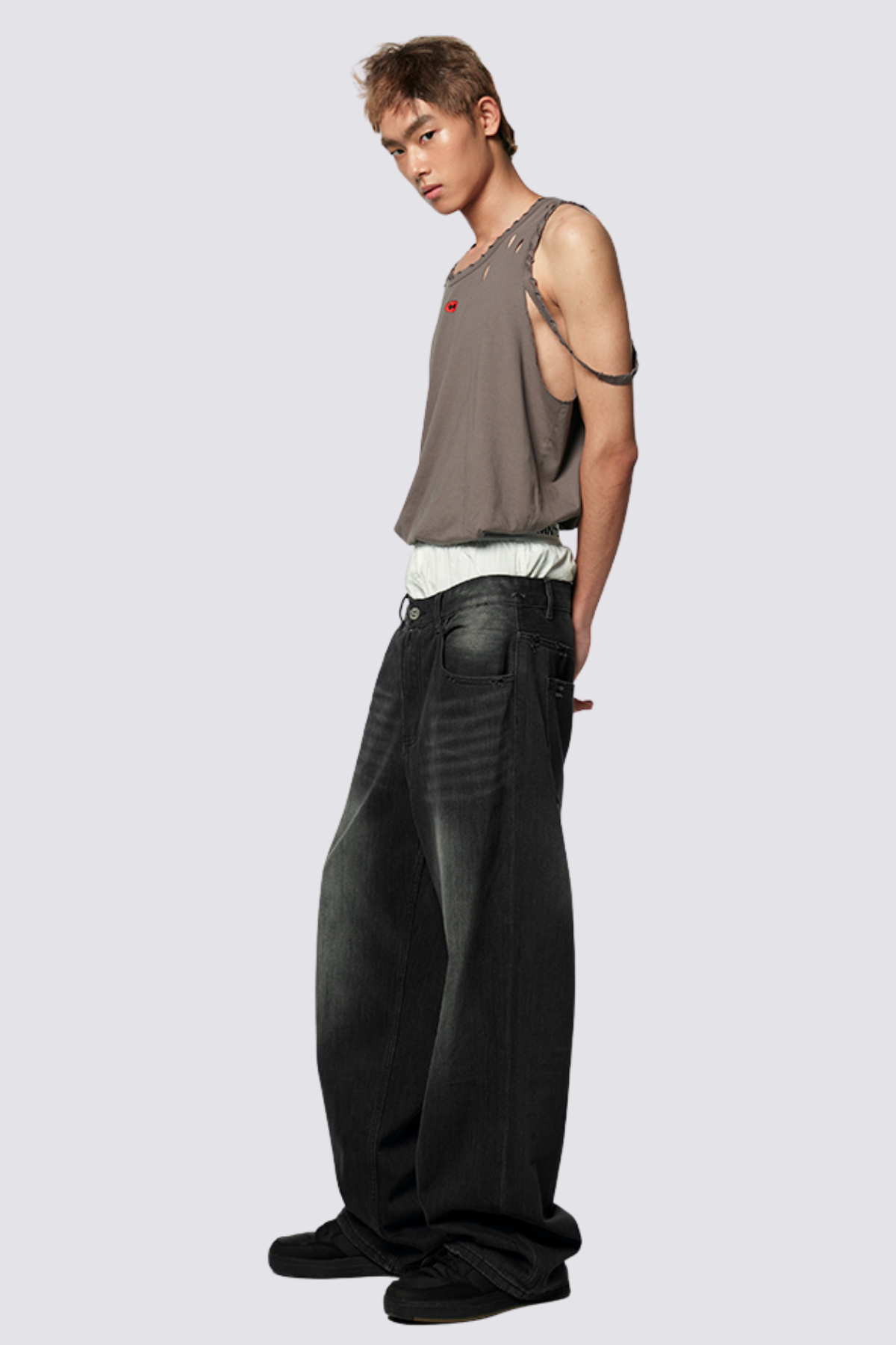 Neutral Flow Print Sleeveless Top