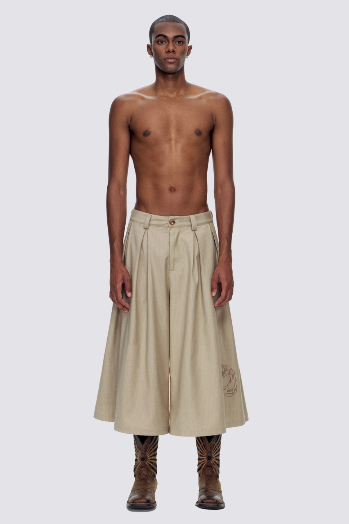 Neutral Glow Ruched Wide Leg Shorts