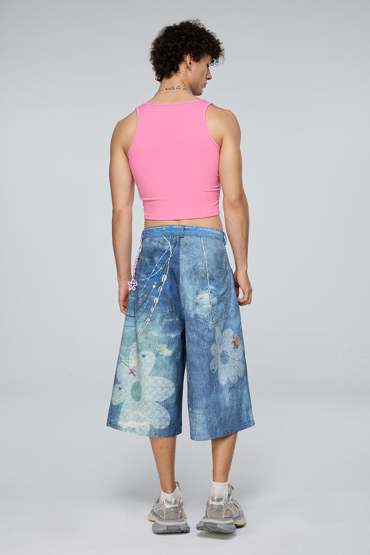 Neutral Warp Print Capri Jeans