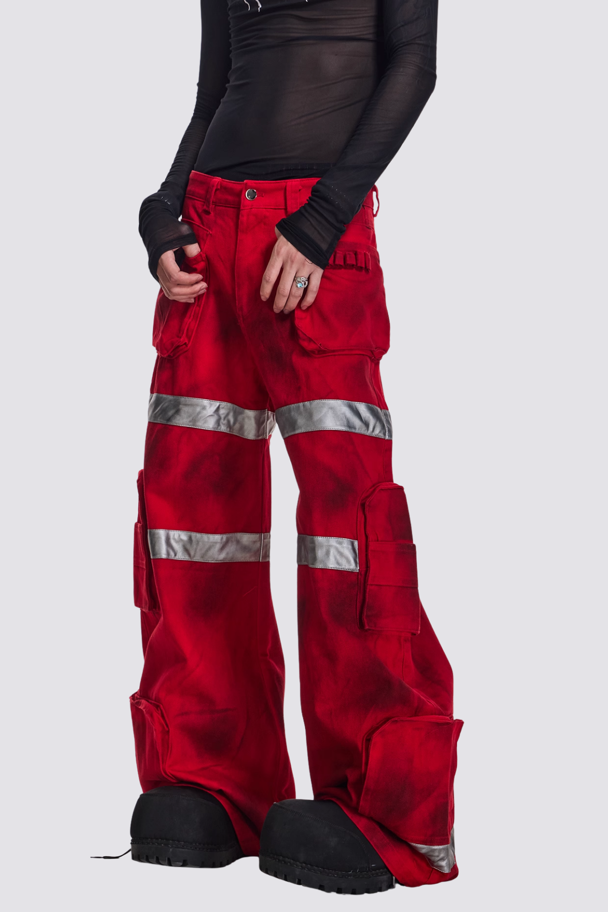 Night Alloy Dirty Wide Leg Jeans Red