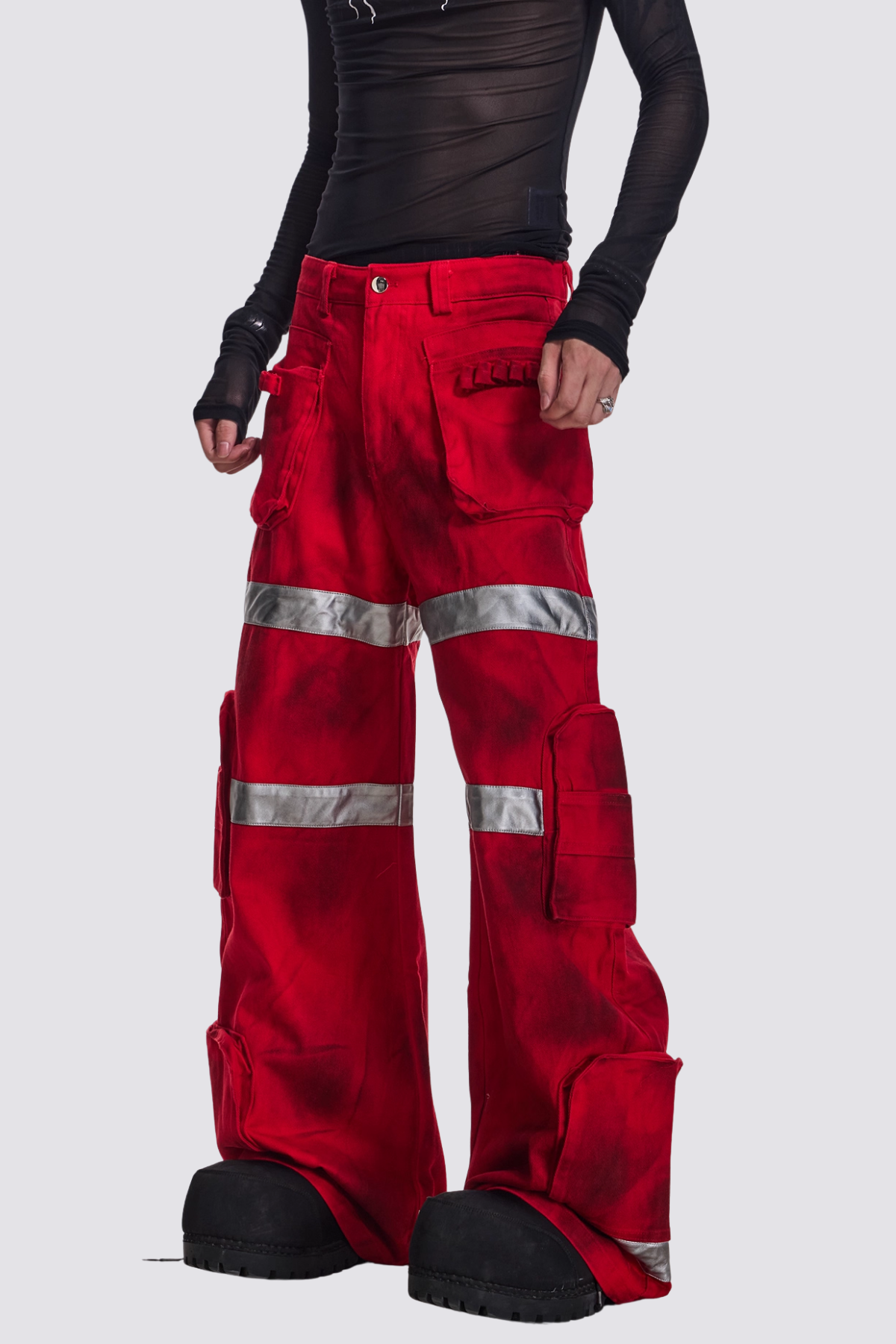 Night Alloy Dirty Wide Leg Jeans Red