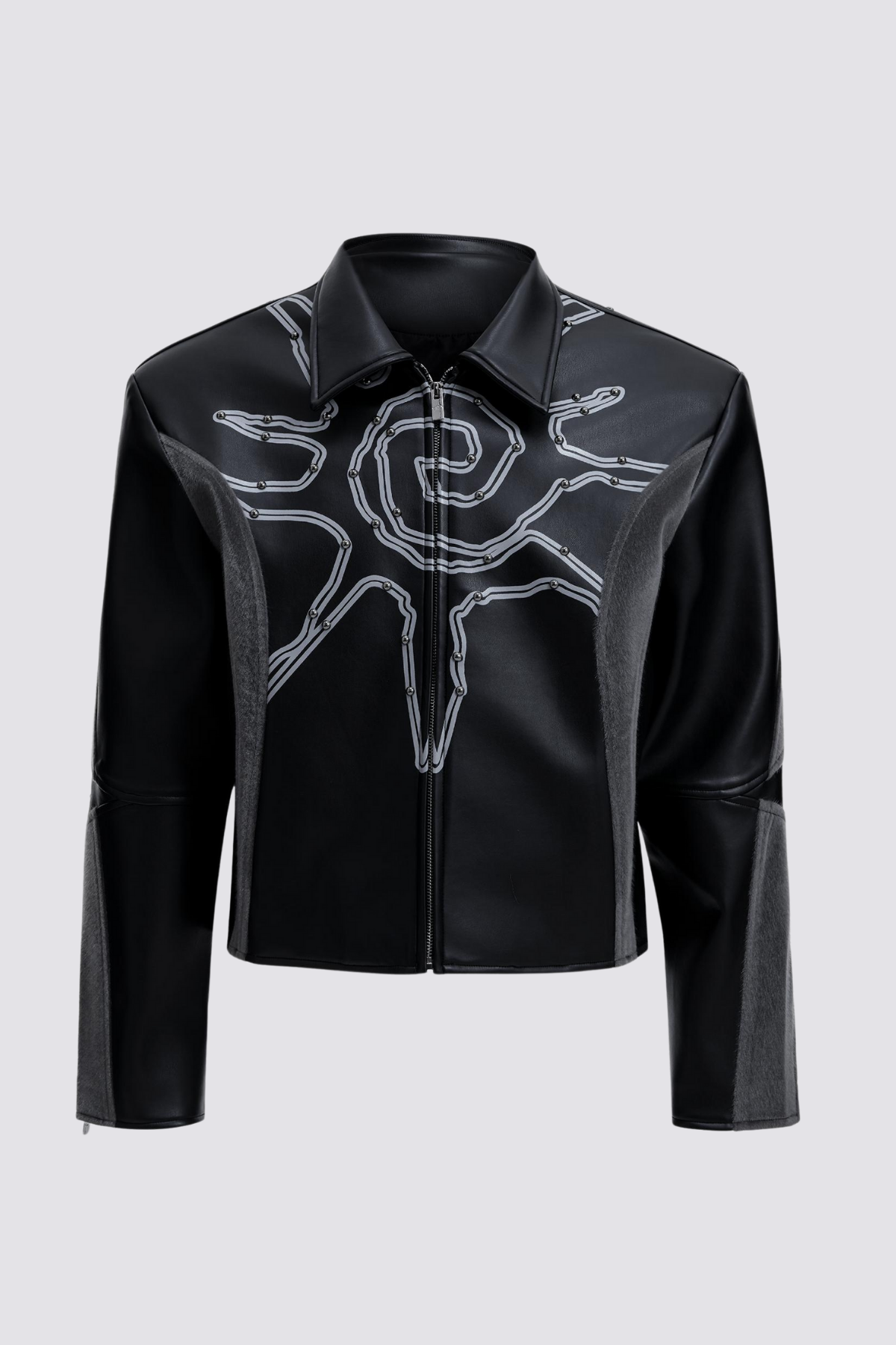 Night Gear Leather Fur Trimmed Rivet Jacket