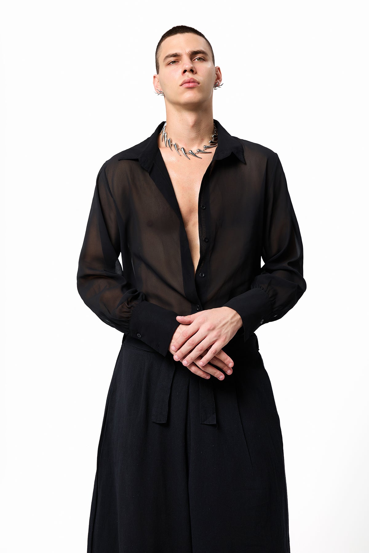 Night Glaze Mesh Button Shirt