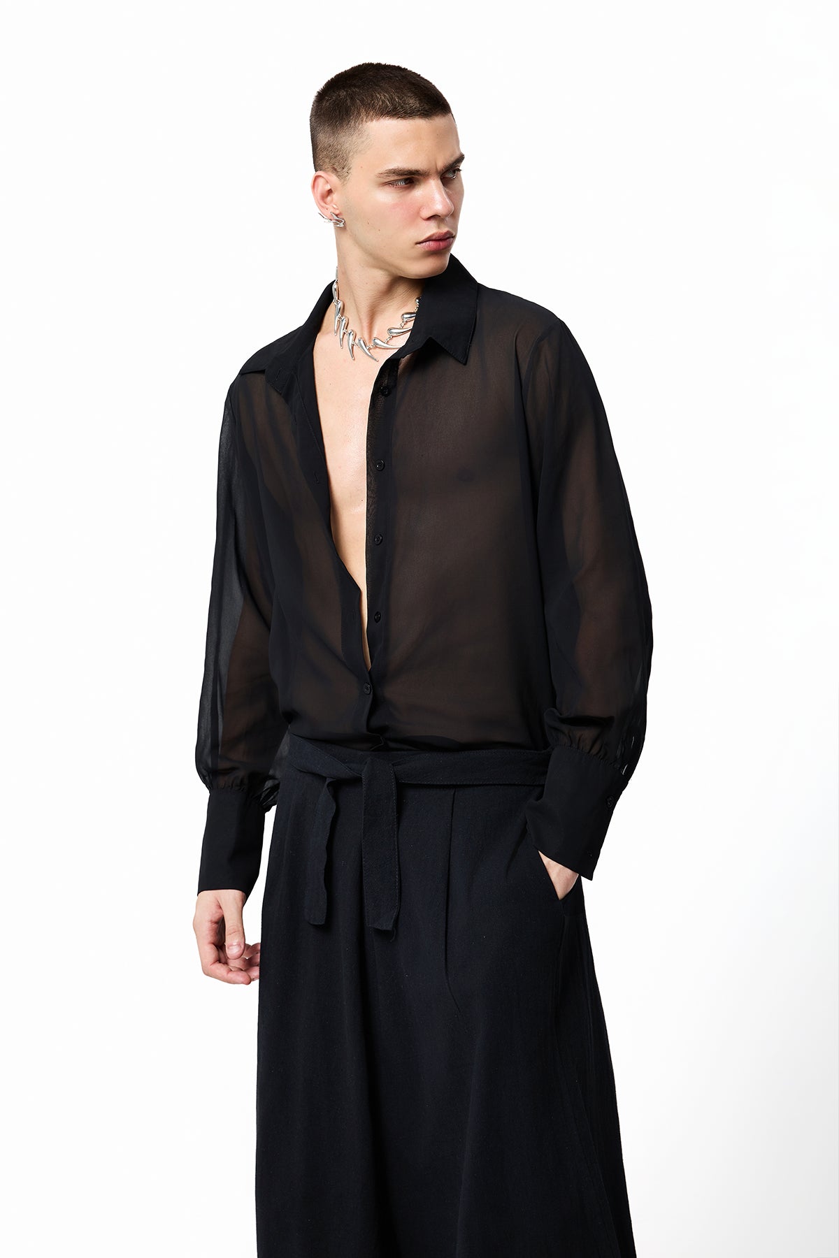Night Glaze Mesh Button Shirt