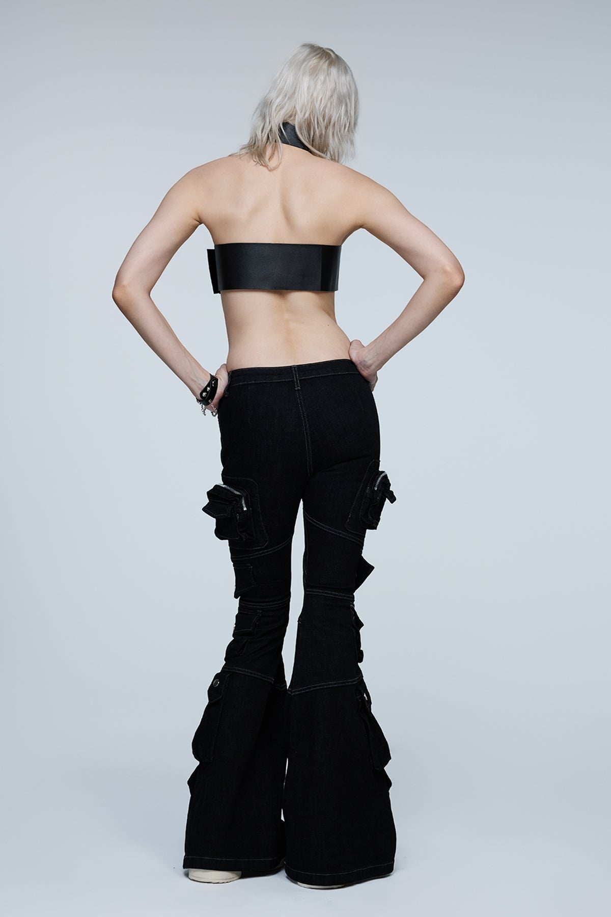 Night Lock Leather Buckle Tube Top With Choker