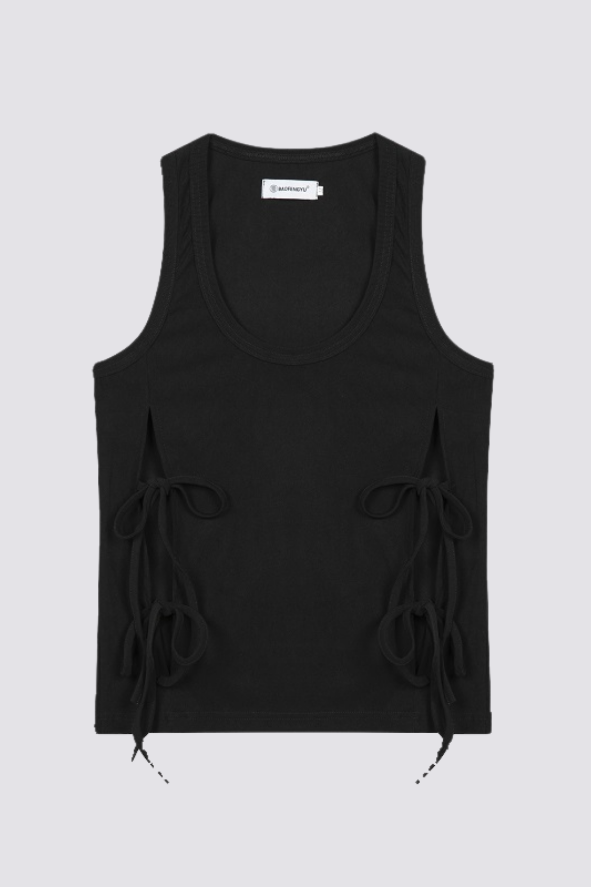 Night Wrap Ripped Lace Up Top Black