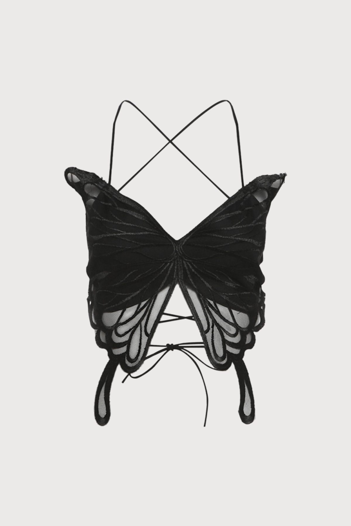 Night Pulse Spaghetti Butterfly Lace Top