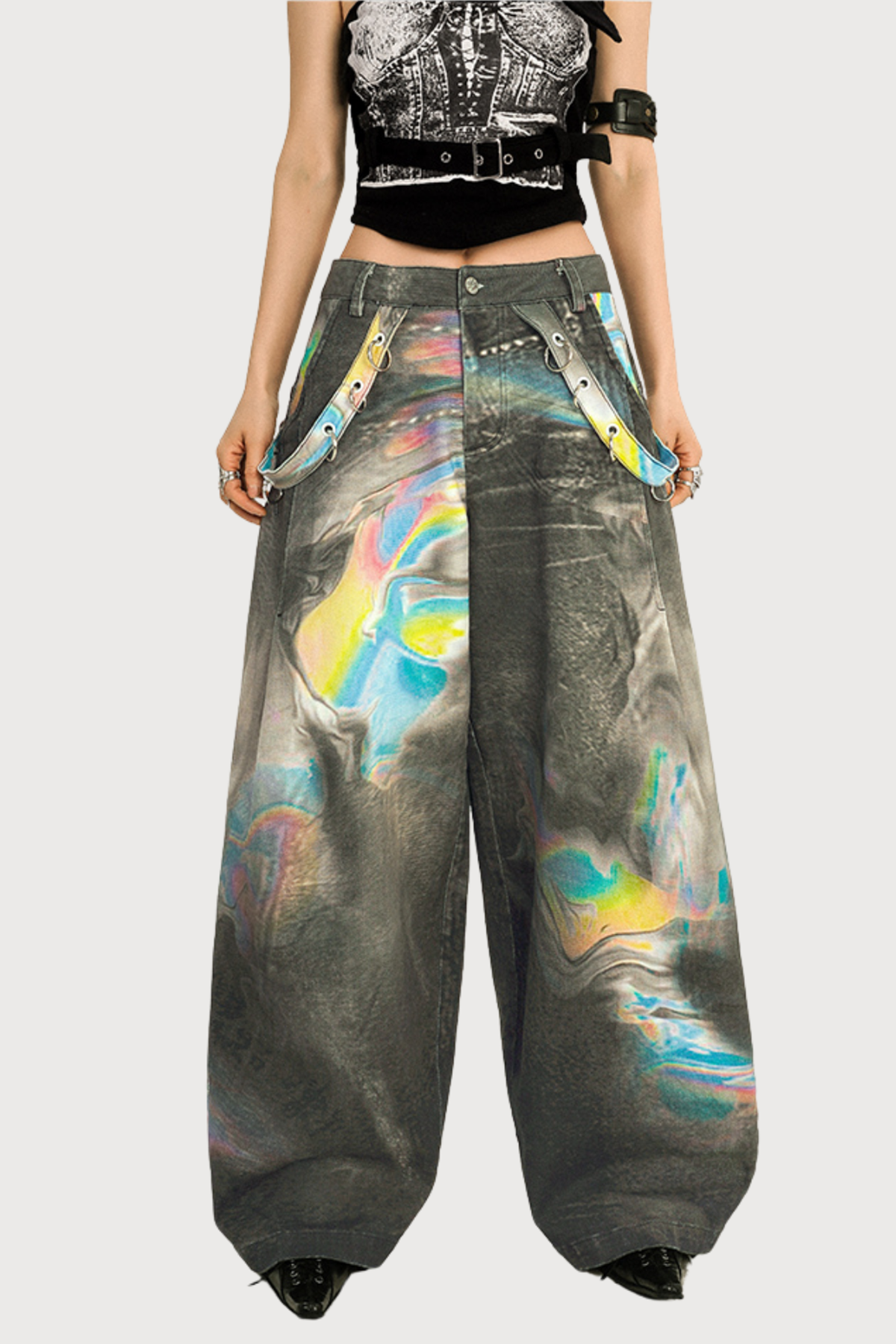 Nocturne Drive Bleach Dye Wide Leg Jeans