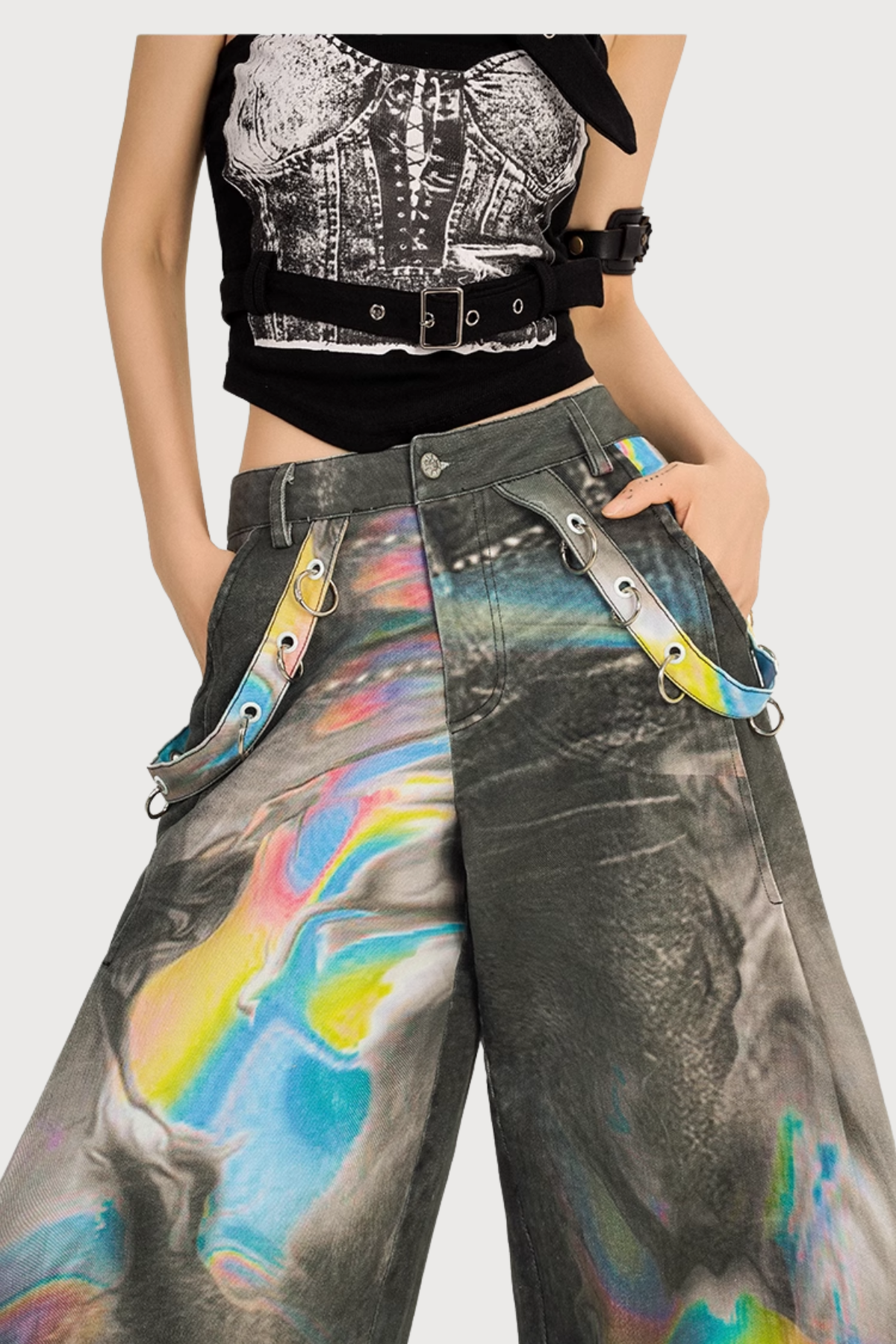 Nocturne Drive Bleach Dye Wide Leg Jeans