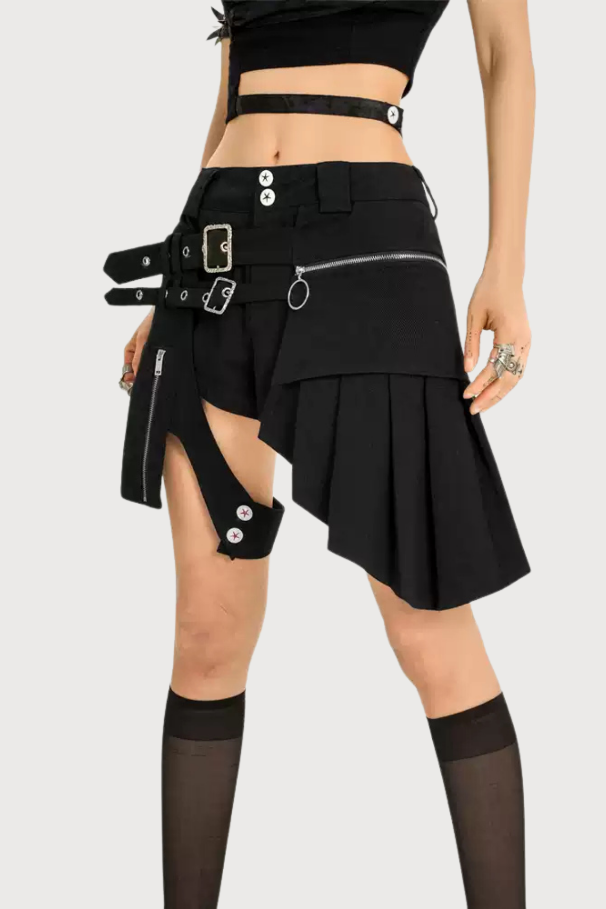 Null Glow Asymmetrical Zipper Punk Shorts
