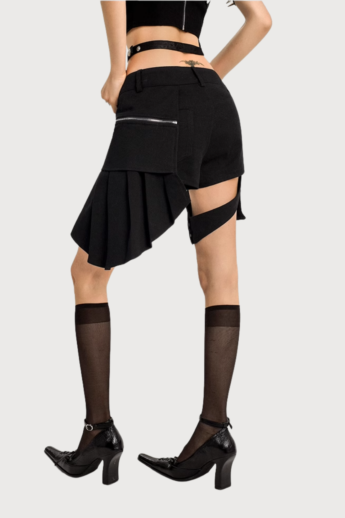 Null Glow Asymmetrical Zipper Punk Shorts