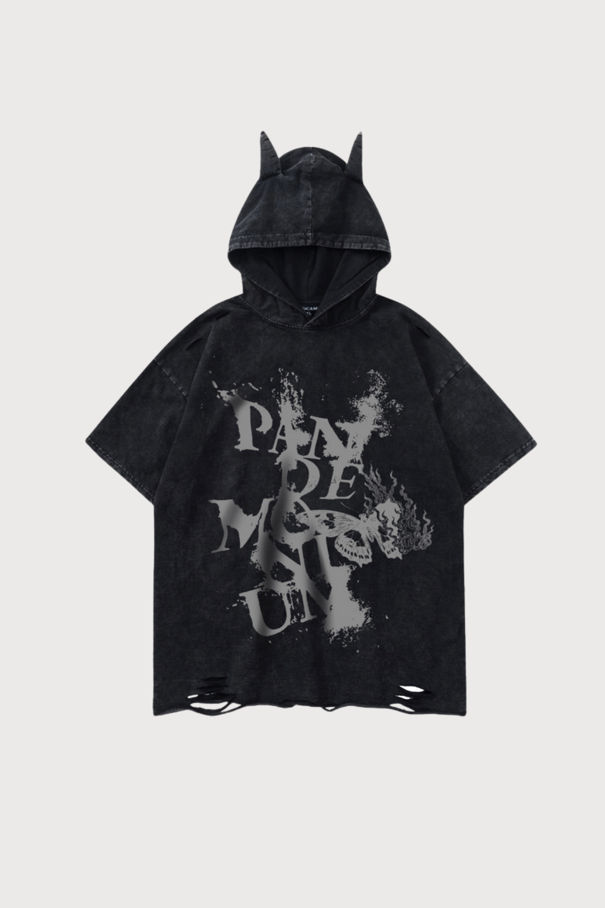 Null Feeling Print Short Sleeve Hooded