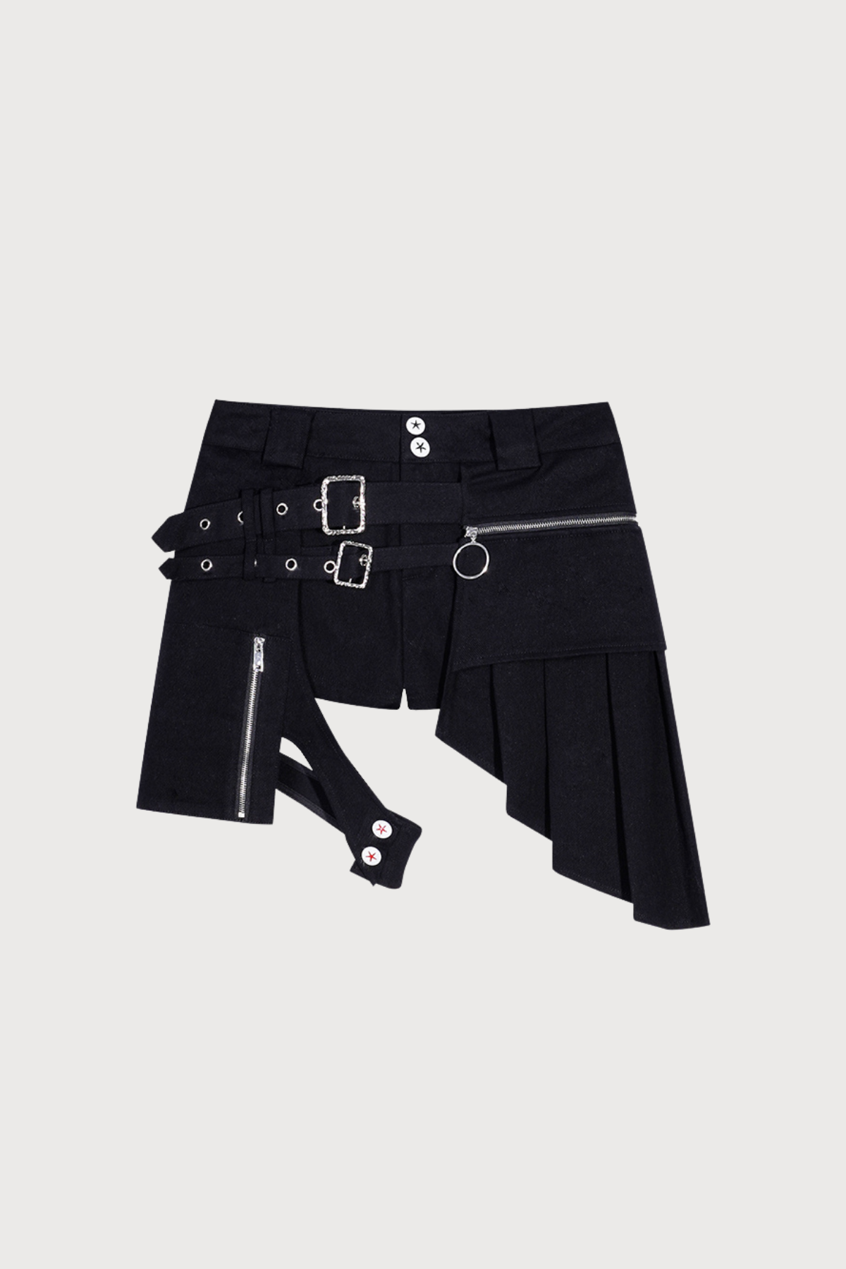 Null Glow Asymmetrical Zipper Punk Shorts