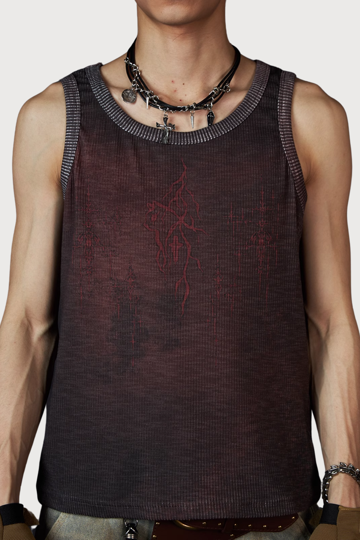 Obscure Line Dye Sleeveless Top