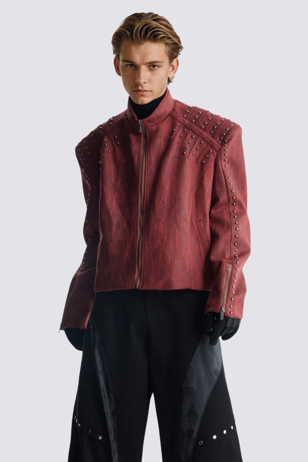 Obsidian Loop Leather Rivet Jacket