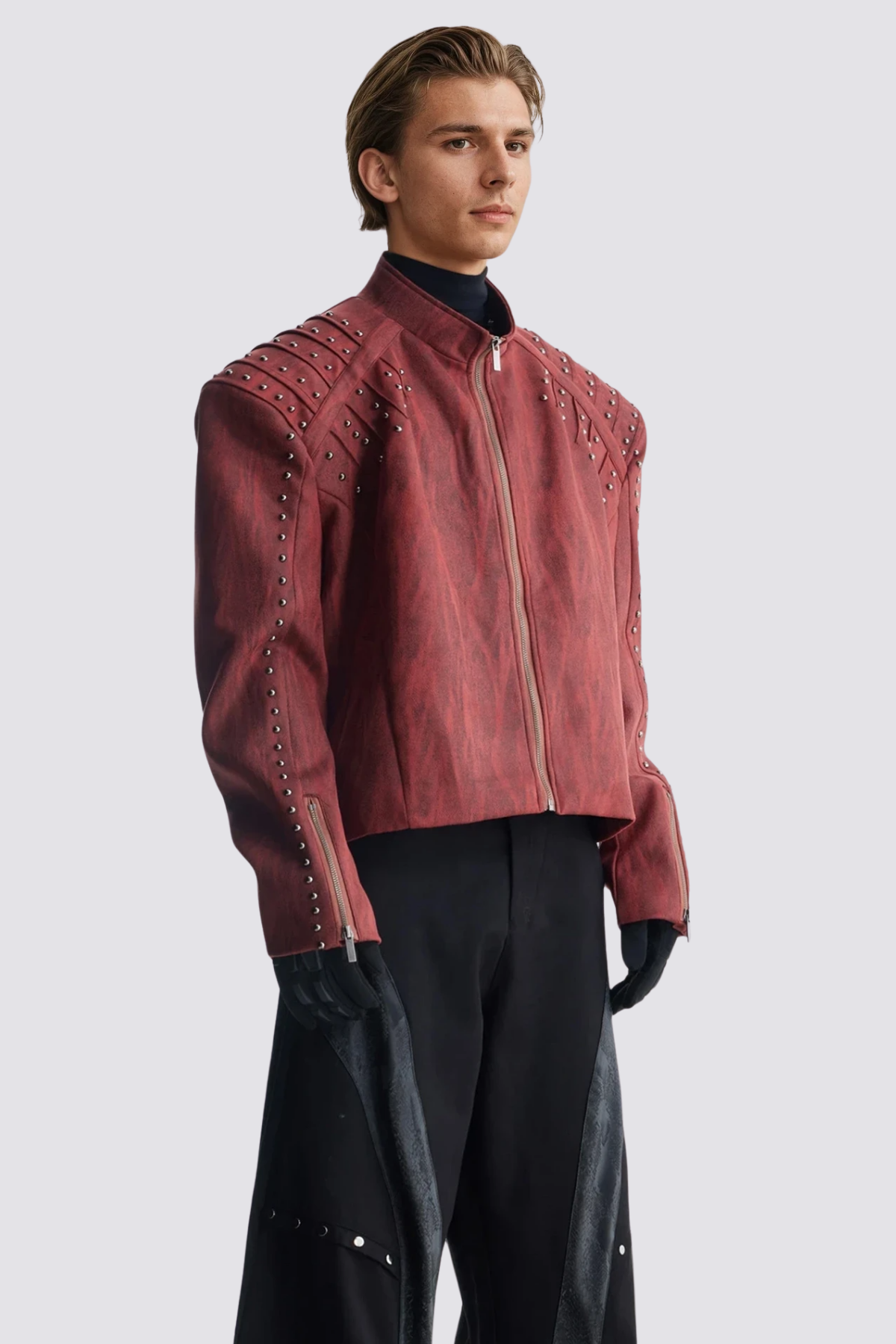 Obsidian Loop Leather Rivet Jacket