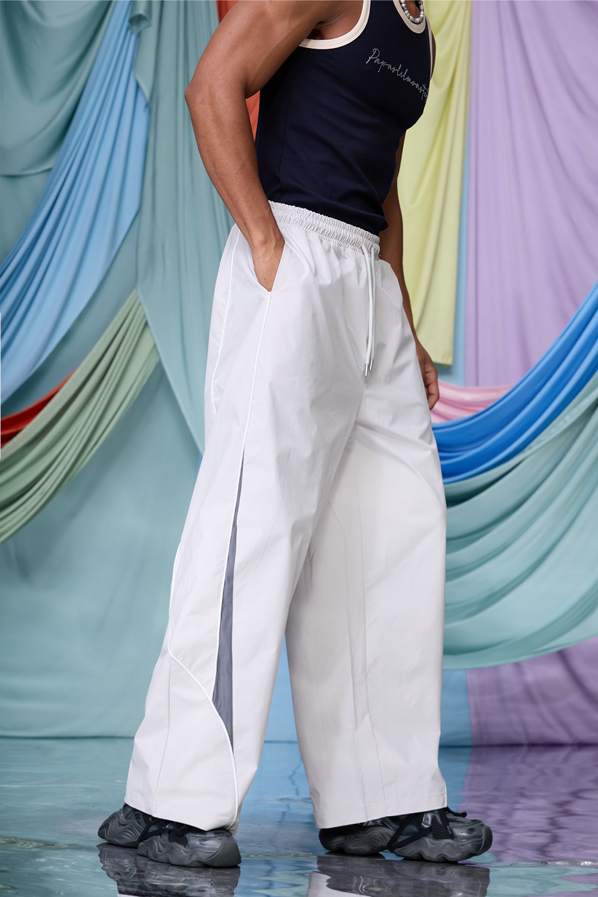 Obsidian Slack Wide Leg Pants Grey