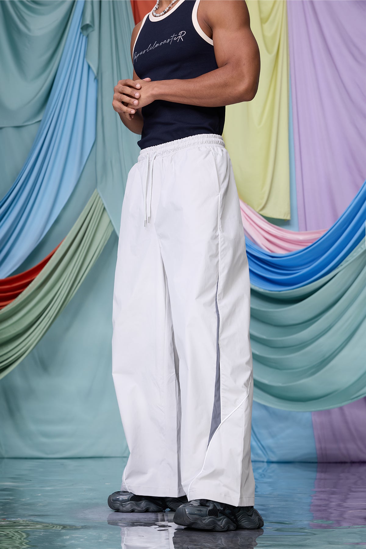 Obsidian Slack Wide Leg Pants Grey