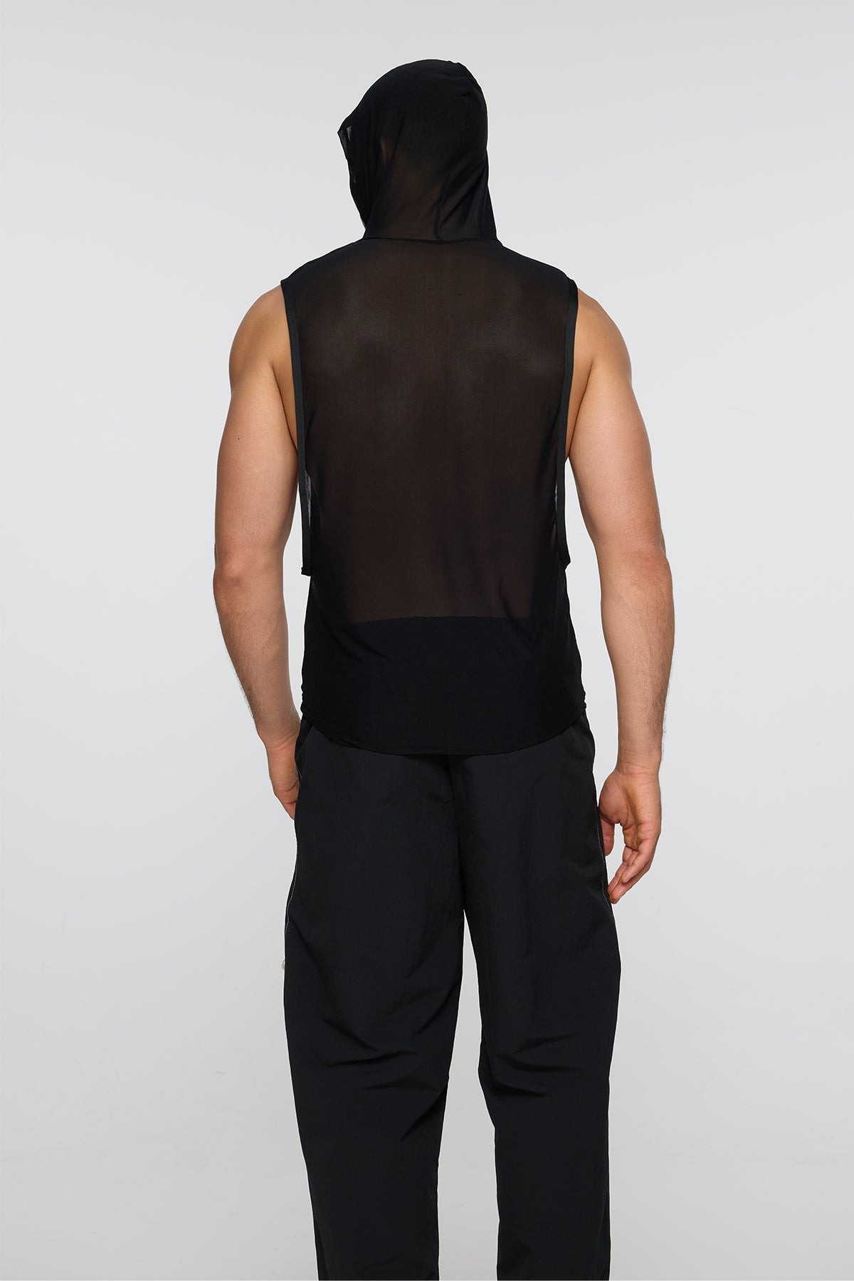Obsidian Zero Sleeveless Mesh Hooded Top Black